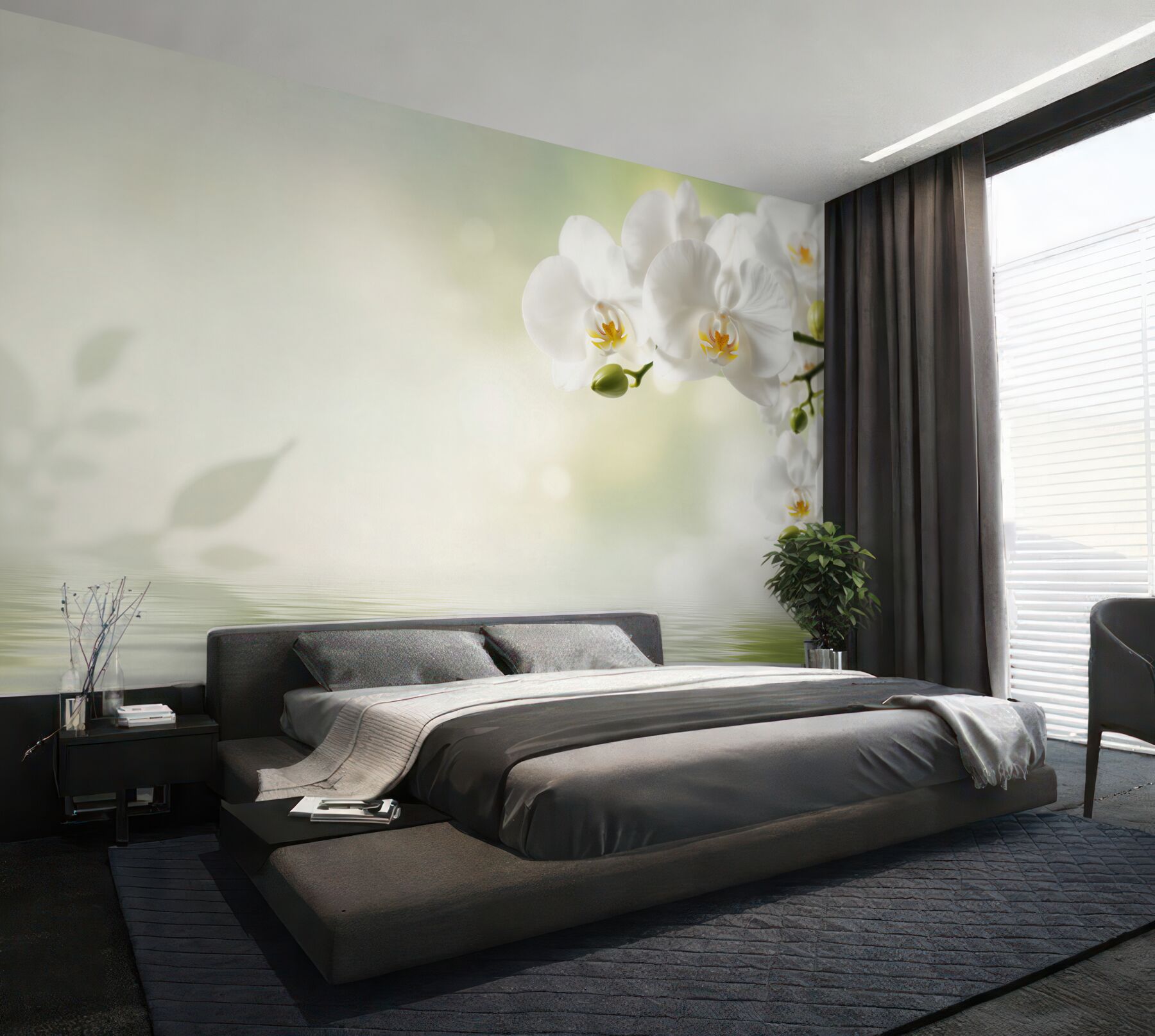 Fototapeta białe kwiaty orchidei w odbiciu w wodzie?v23