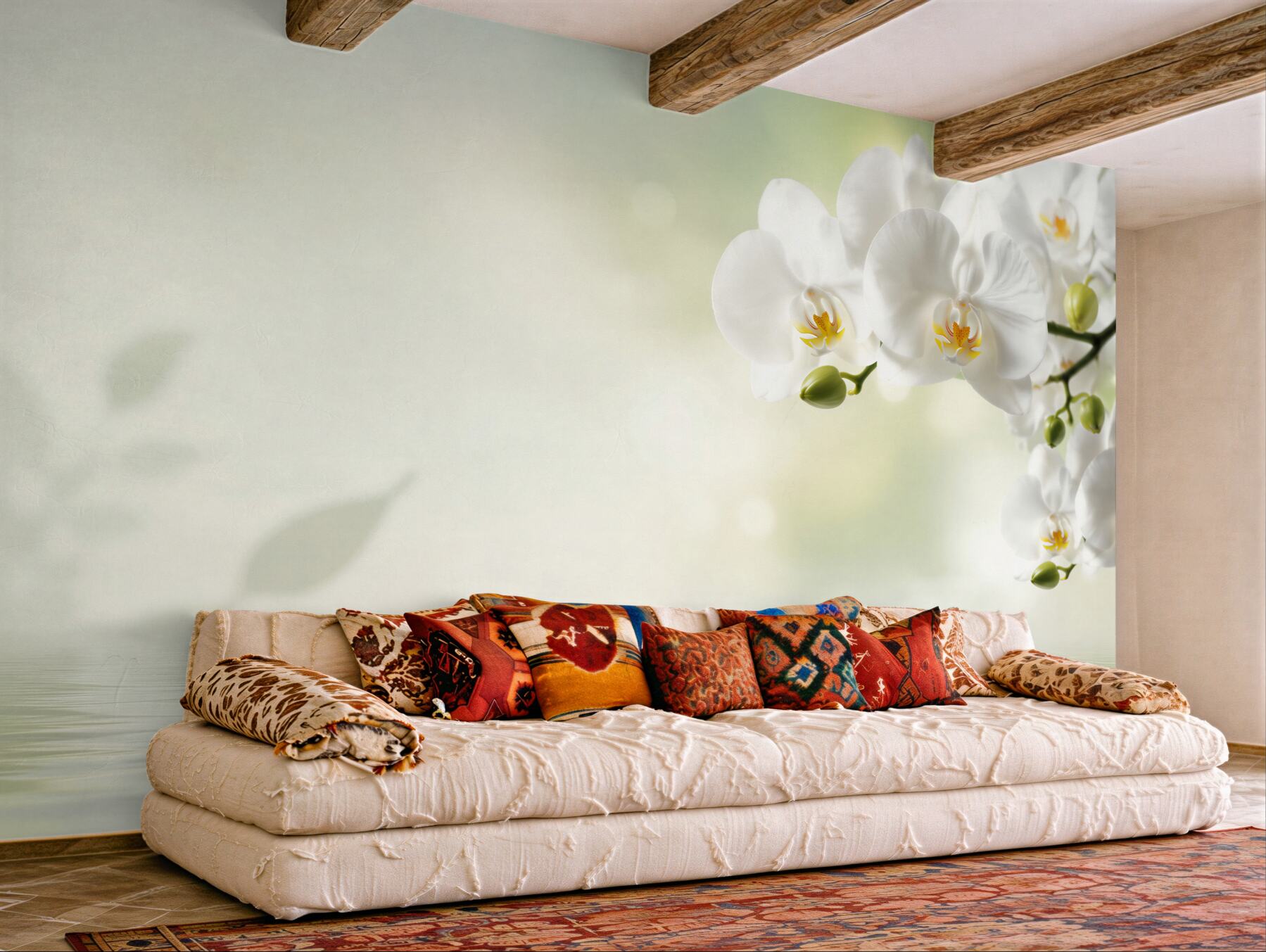 Fototapeta białe kwiaty orchidei w odbiciu w wodzie?v23