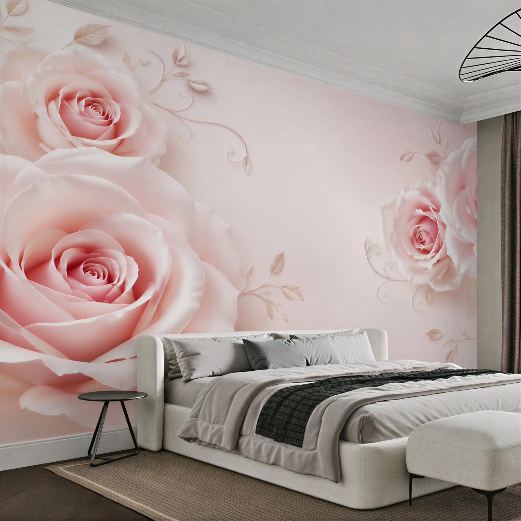 Fototapeta różowe róże na delikatnym różowym tle?v23