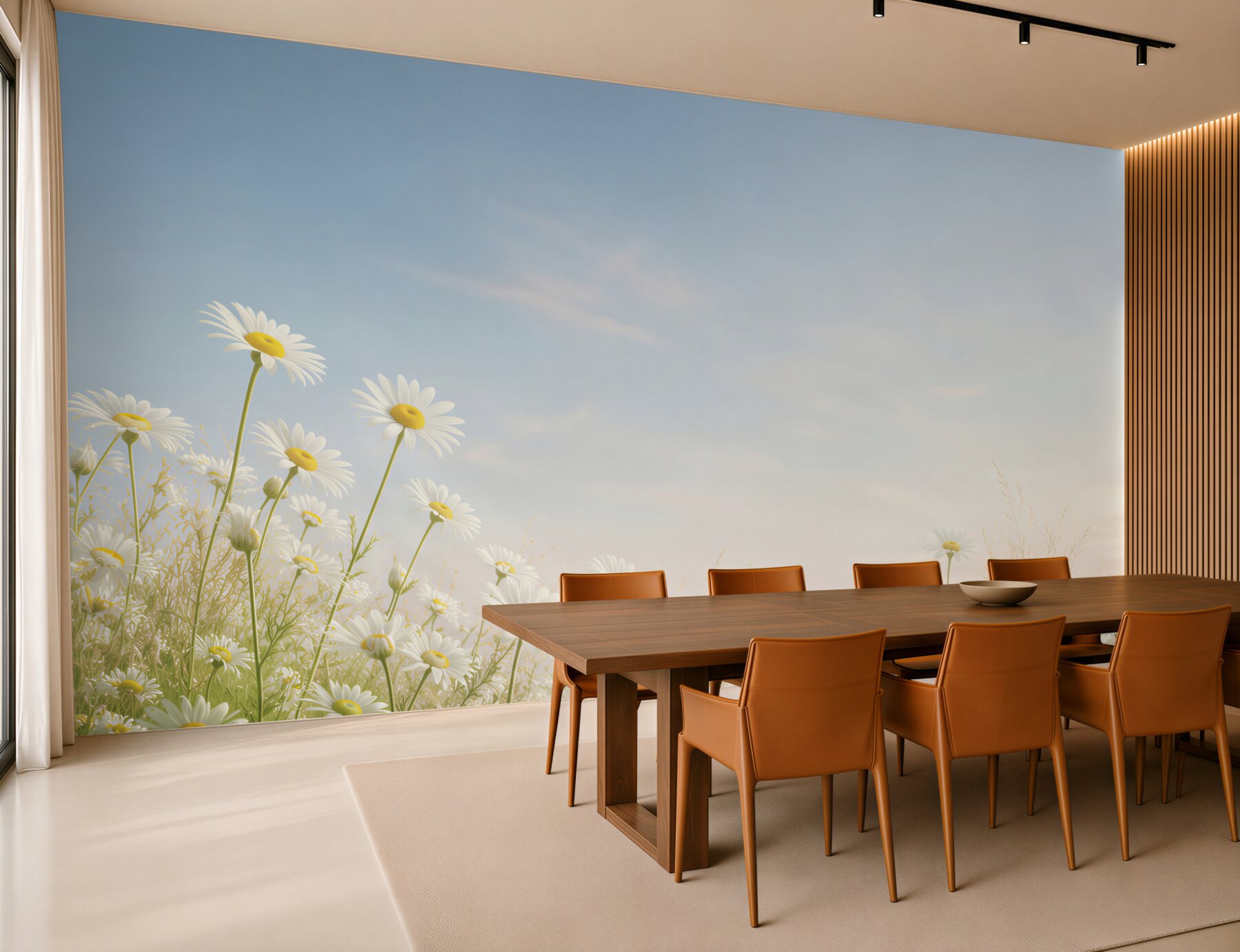 Fototapeta polne stokrotki na błękitnym niebie?v23