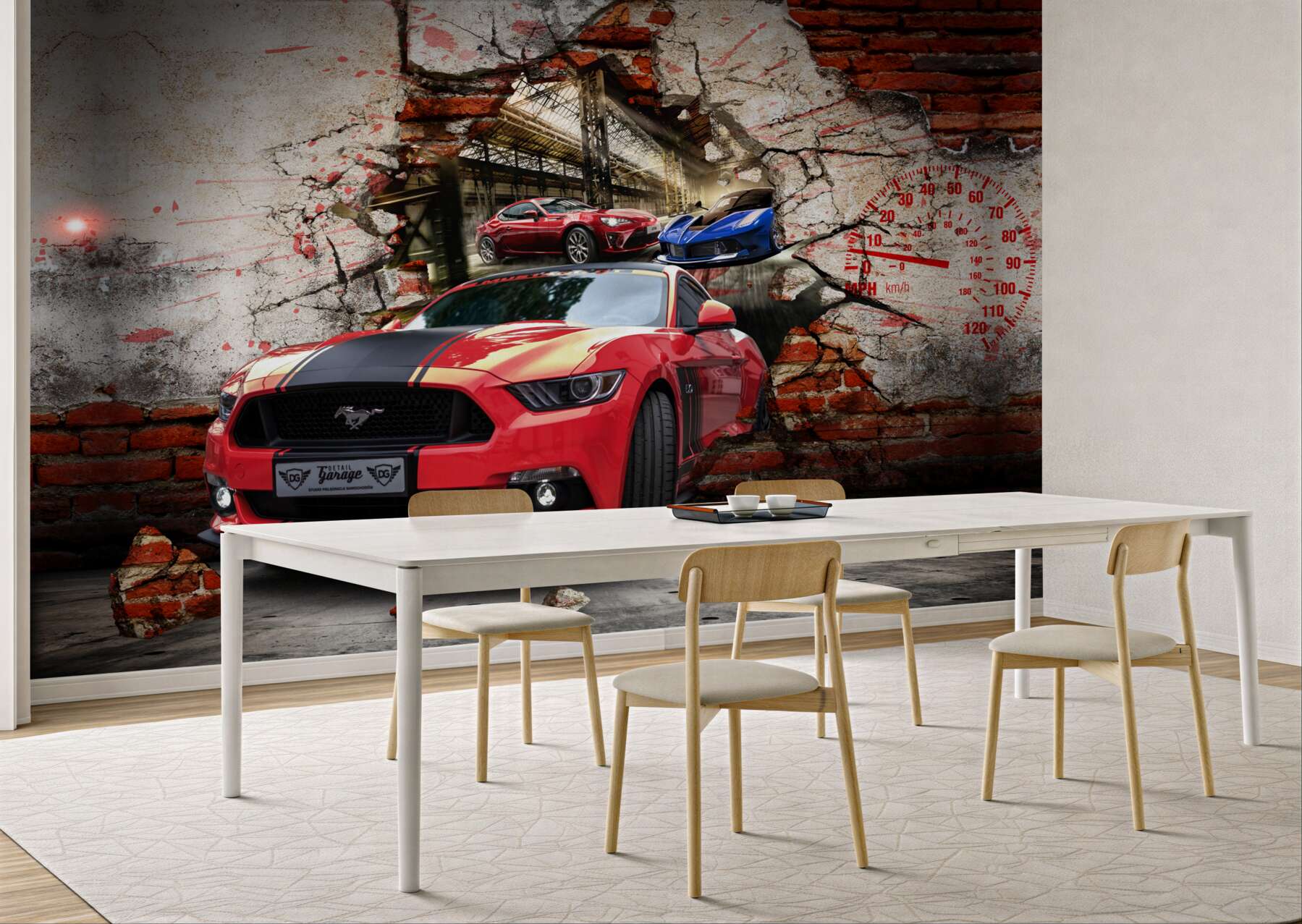 Fototapeta czerwony mustang w ścianie?v23