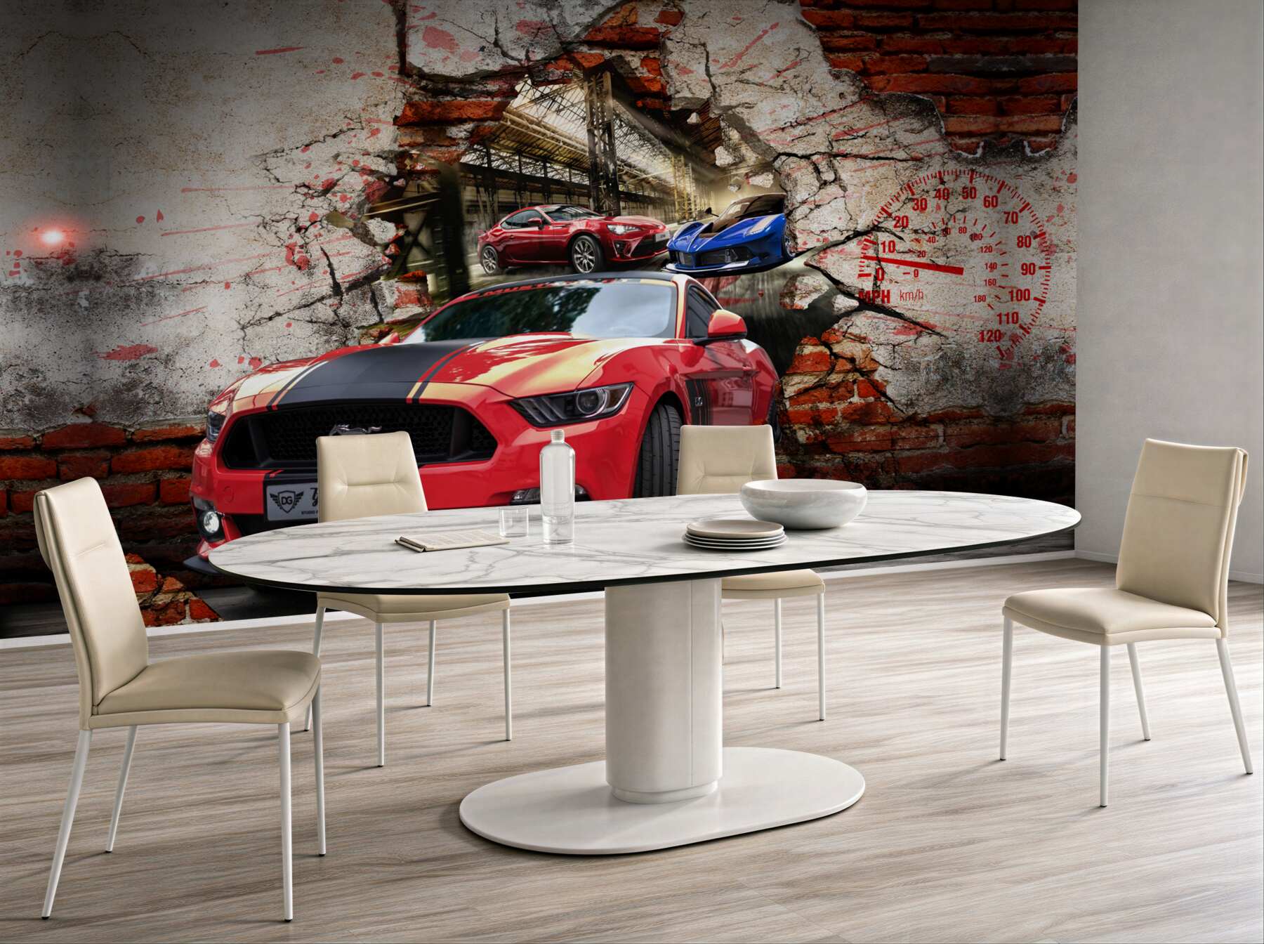 Fototapeta czerwony mustang w ścianie?v23