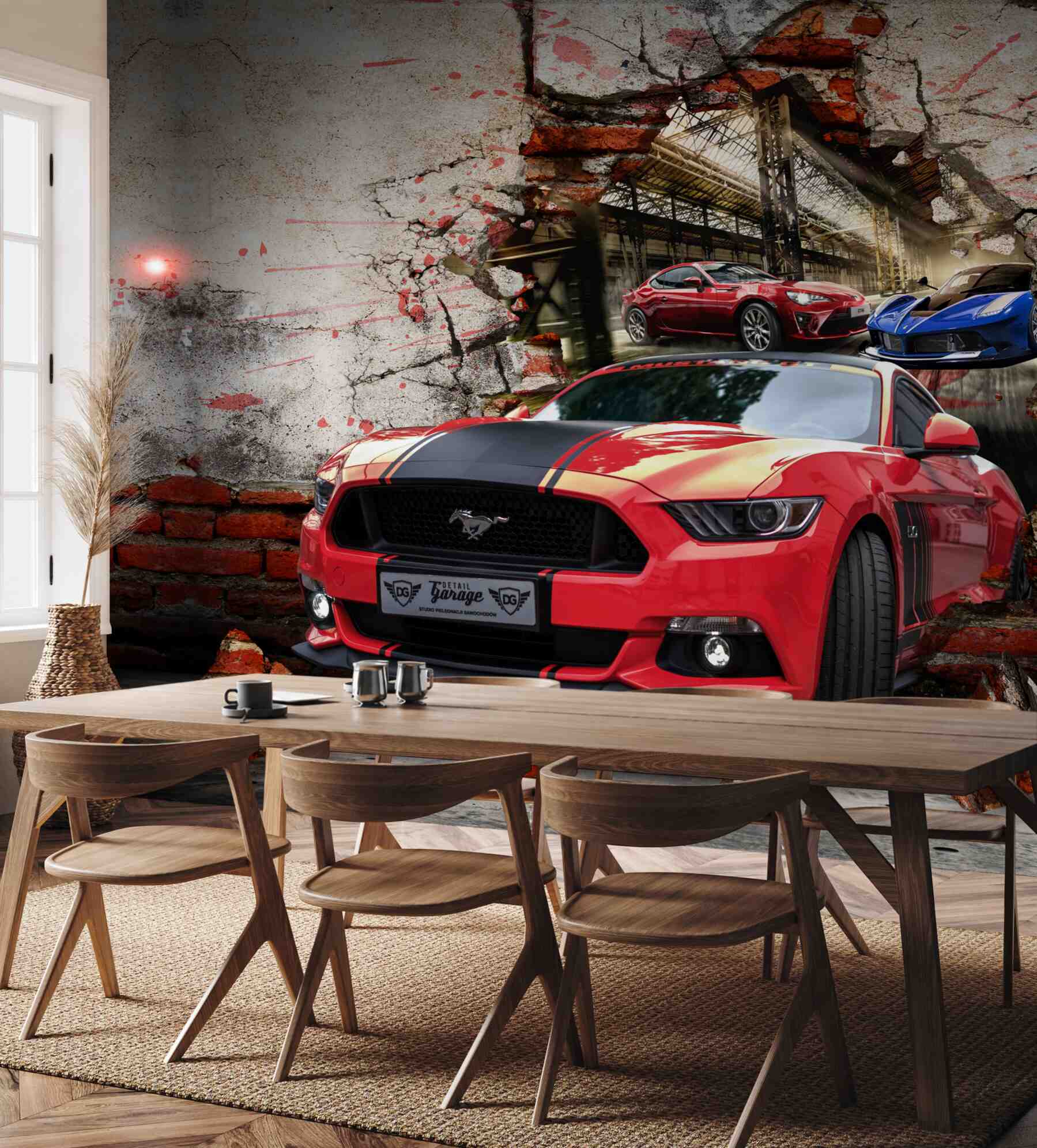 Fototapeta czerwony mustang w ścianie?v23
