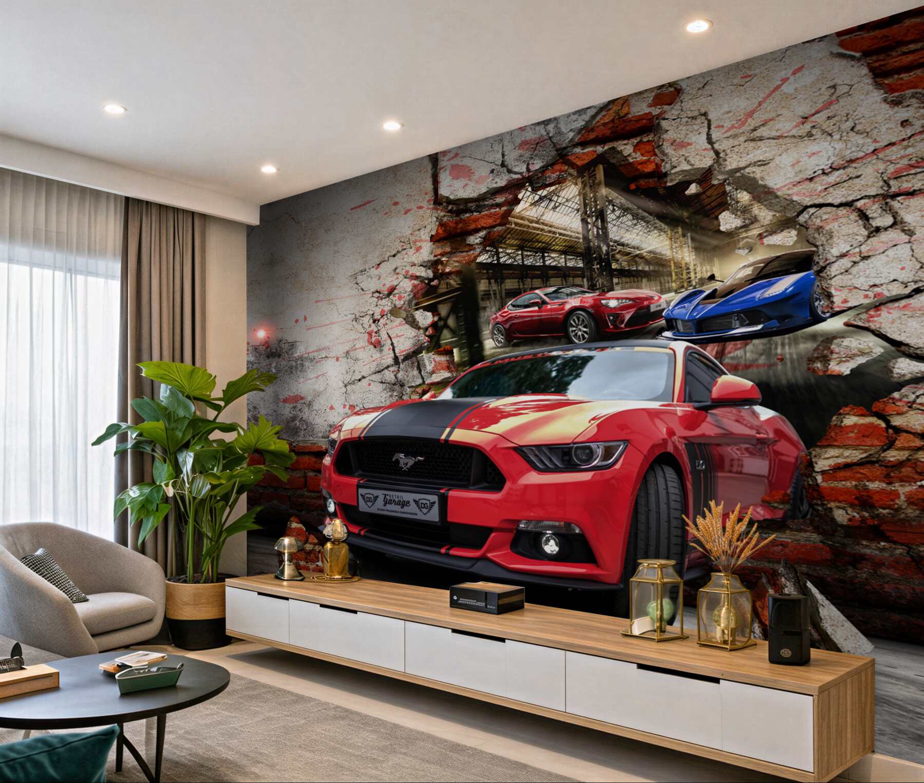 Fototapeta czerwony mustang w ścianie?v23