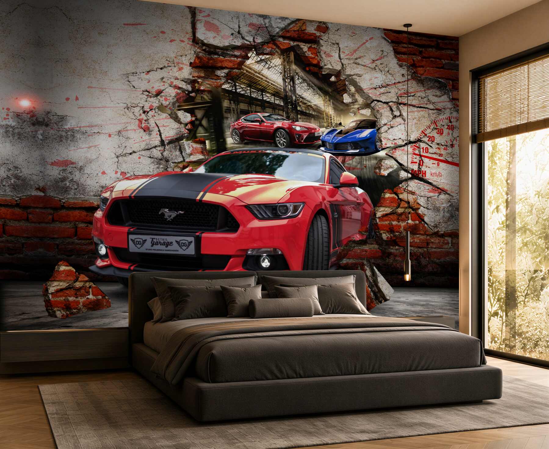 Fototapeta czerwony mustang w ścianie?v23