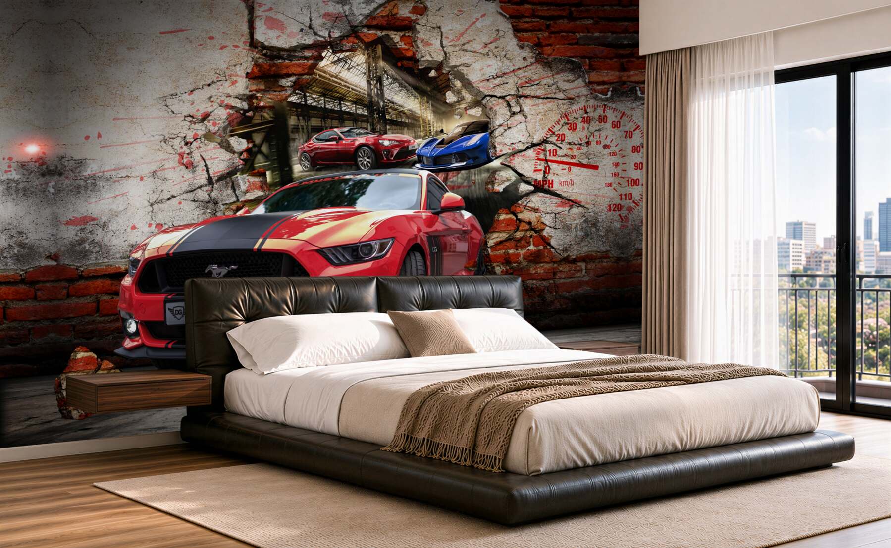 Fototapeta czerwony mustang w ścianie?v23