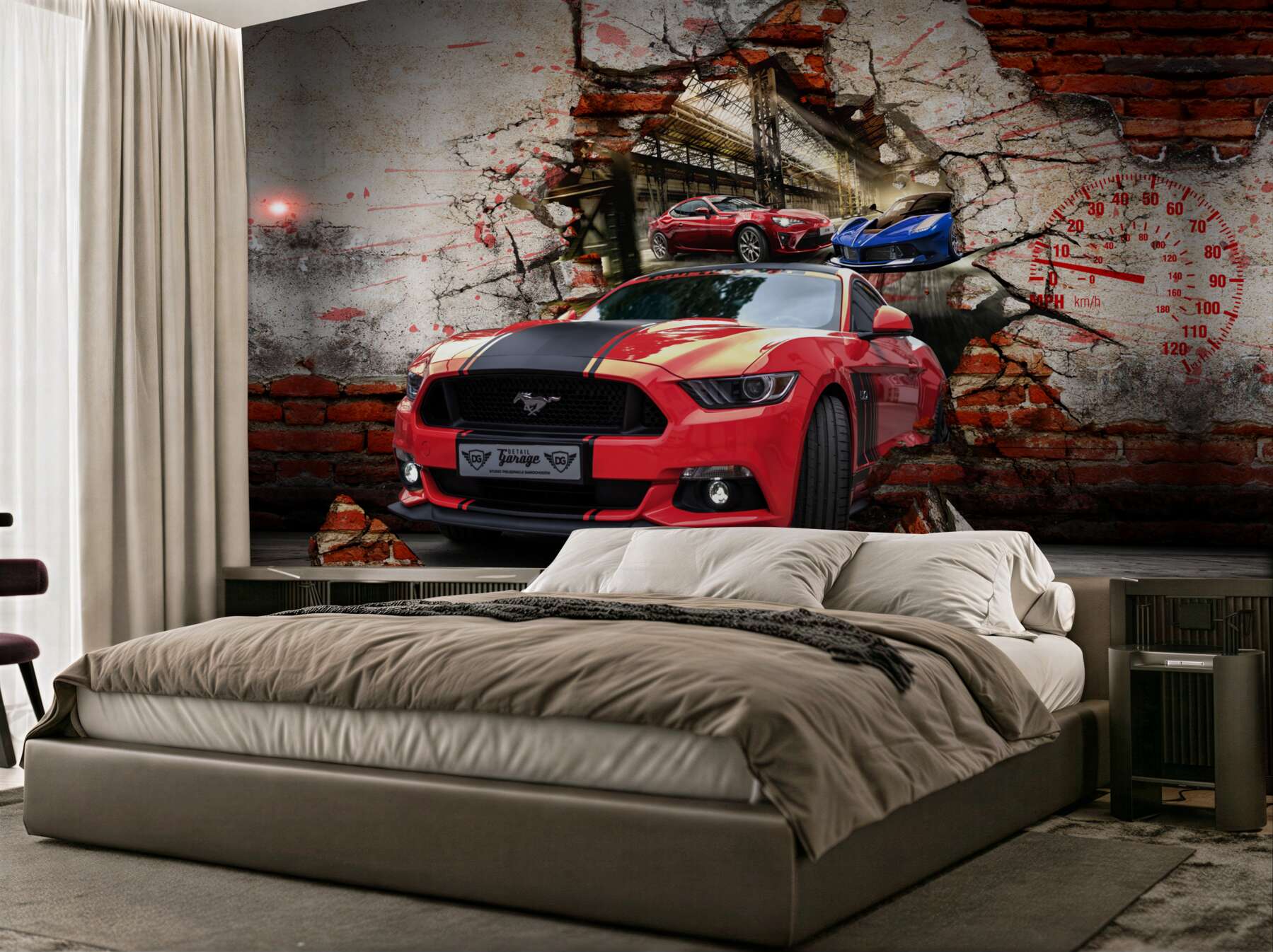 Fototapeta czerwony mustang w ścianie?v23