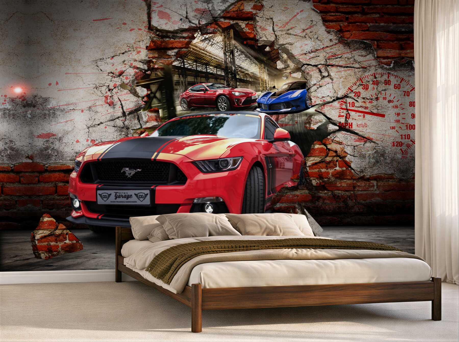 Fototapeta czerwony mustang w ścianie?v23