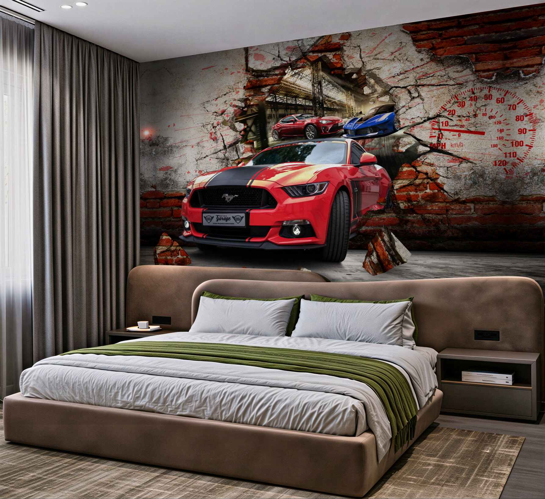 Fototapeta czerwony mustang w ścianie?v23