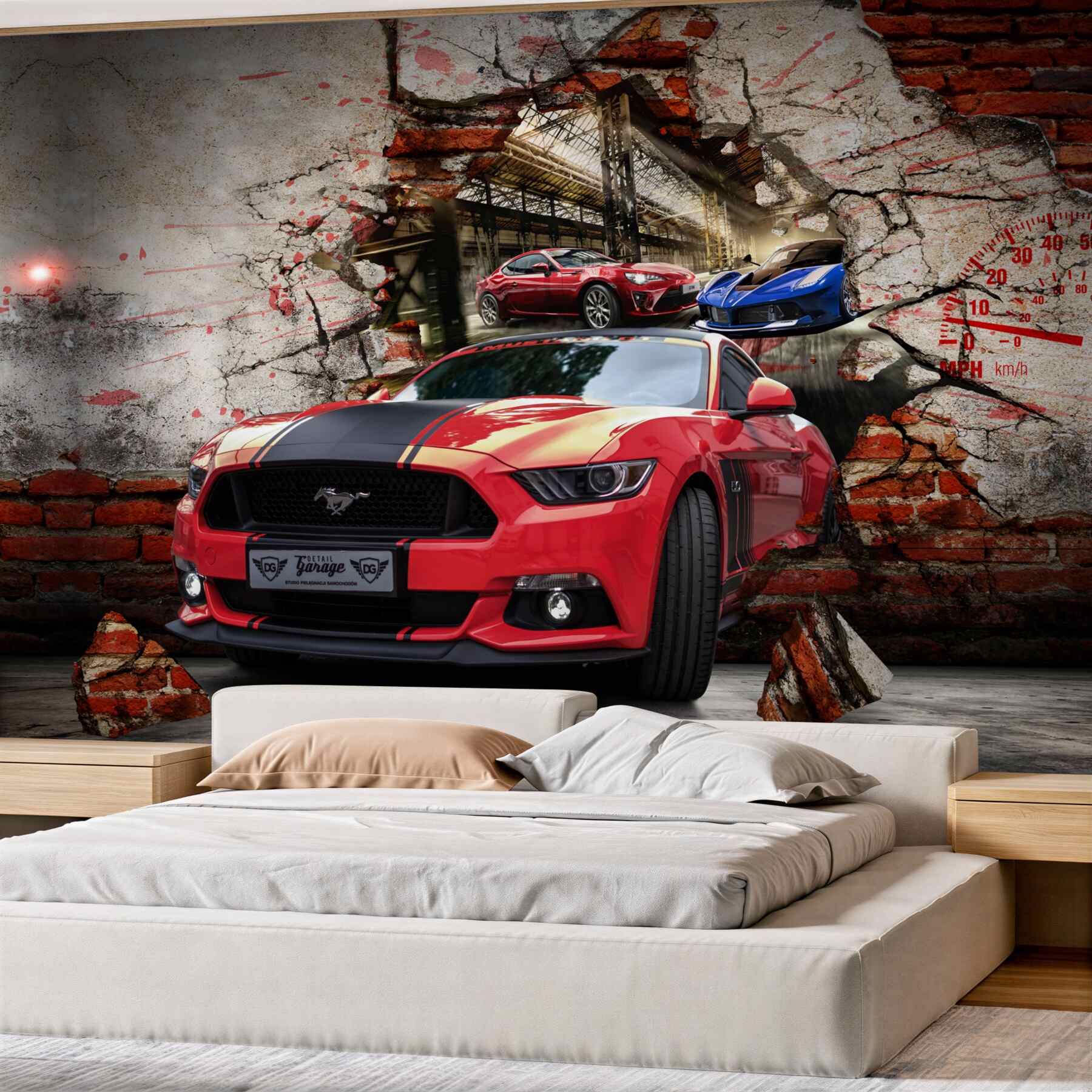 Fototapeta czerwony mustang w ścianie?v23