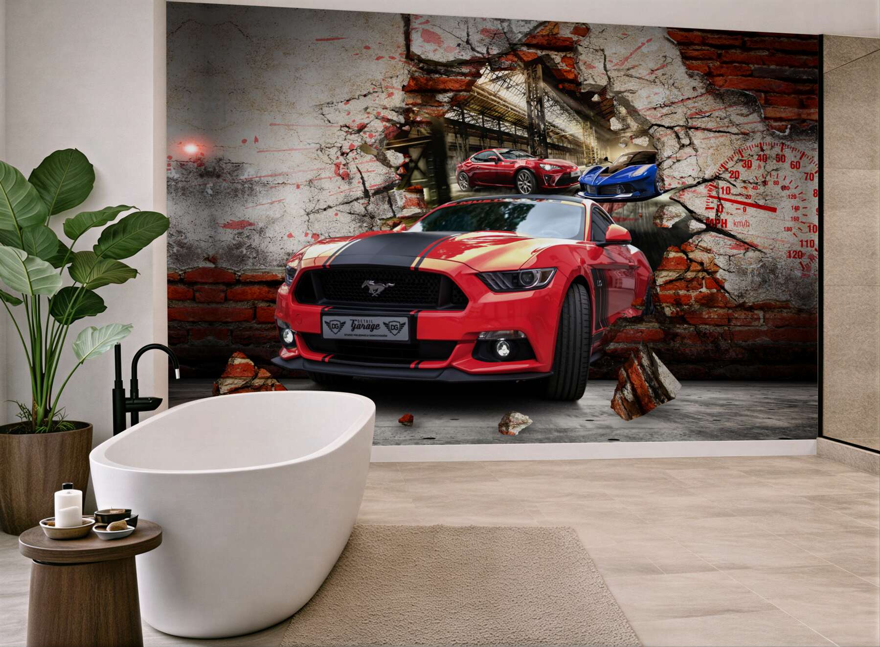 Fototapeta czerwony mustang w ścianie?v23