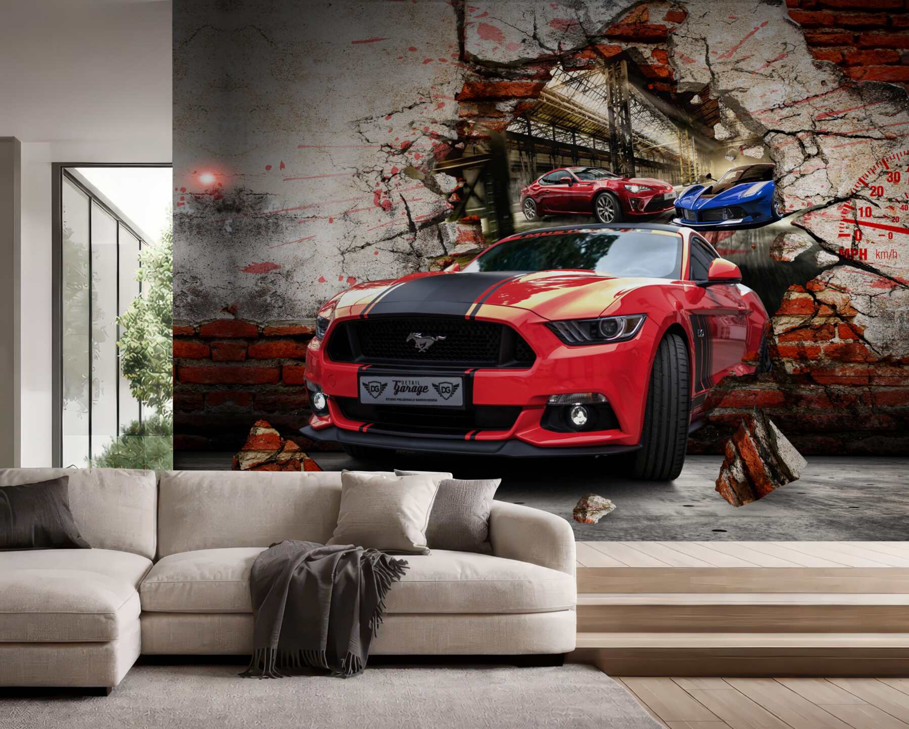 Fototapeta czerwony mustang w ścianie?v23