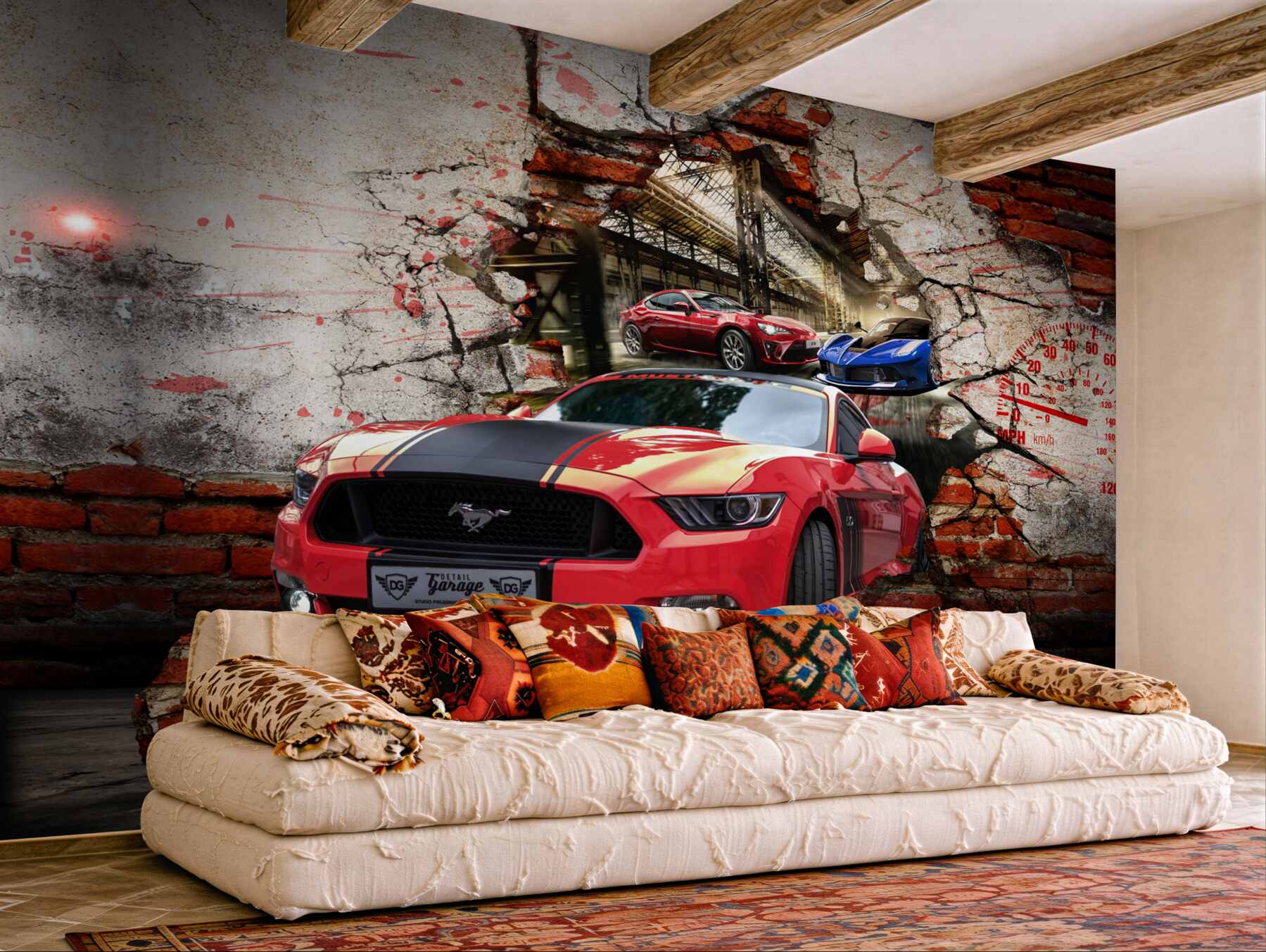 Fototapeta czerwony mustang w ścianie?v23