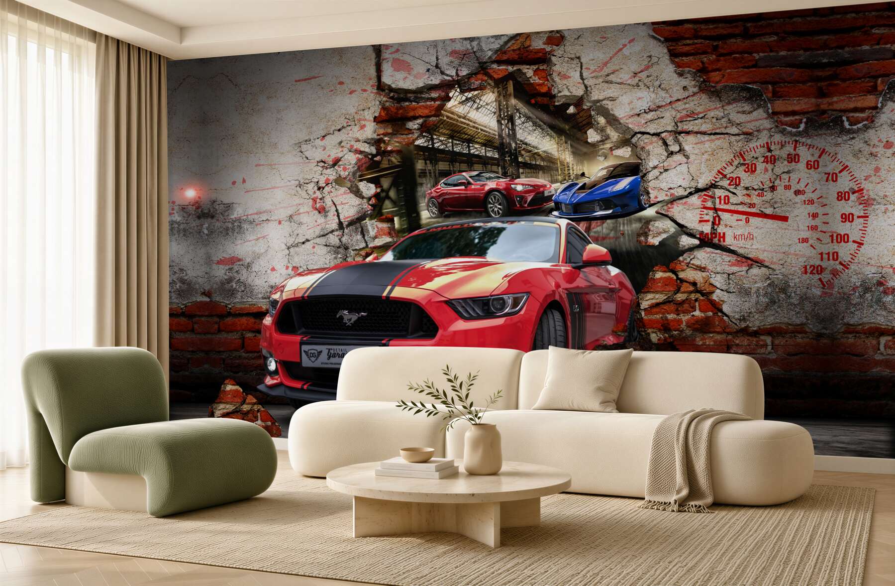Fototapeta czerwony mustang w ścianie?v23