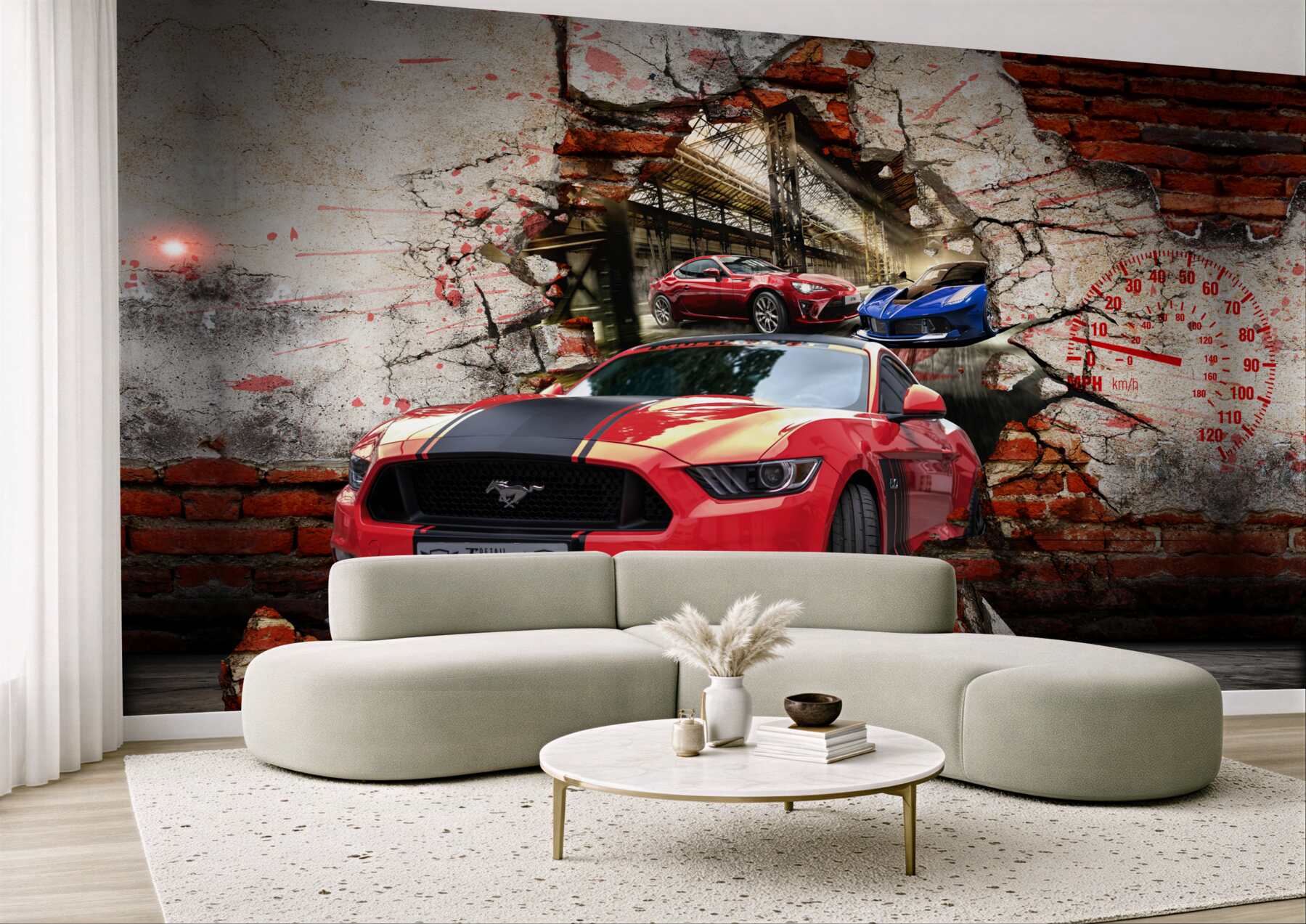 Fototapeta czerwony mustang w ścianie?v23