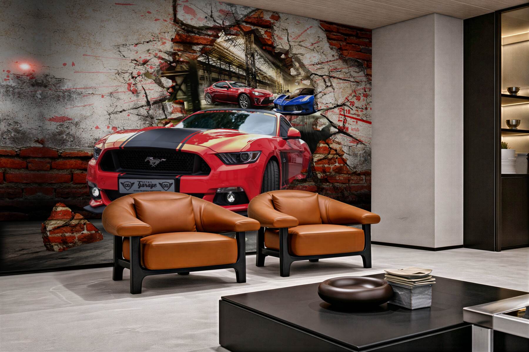 Fototapeta czerwony mustang w ścianie?v23