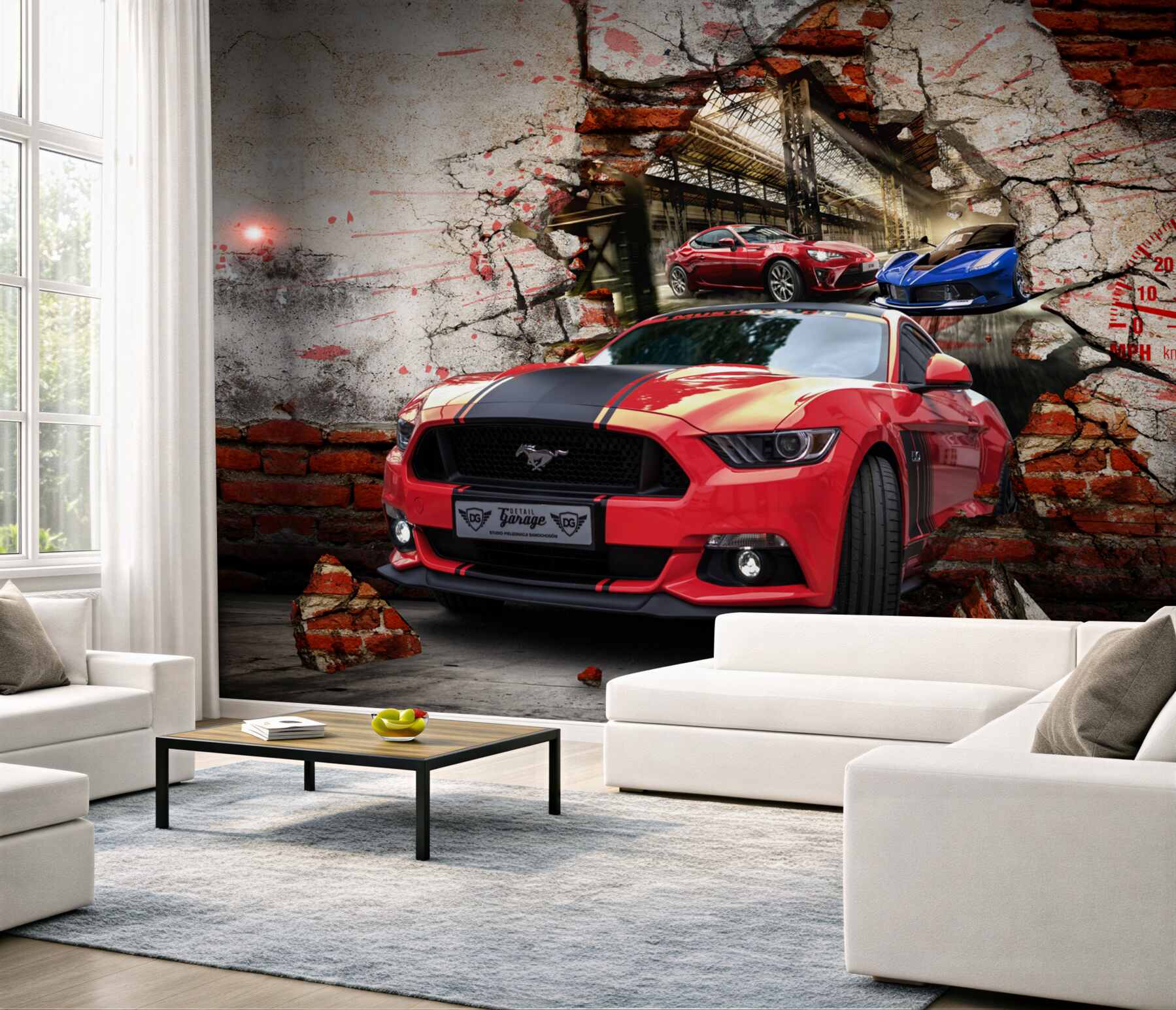 Fototapeta czerwony mustang w ścianie?v23