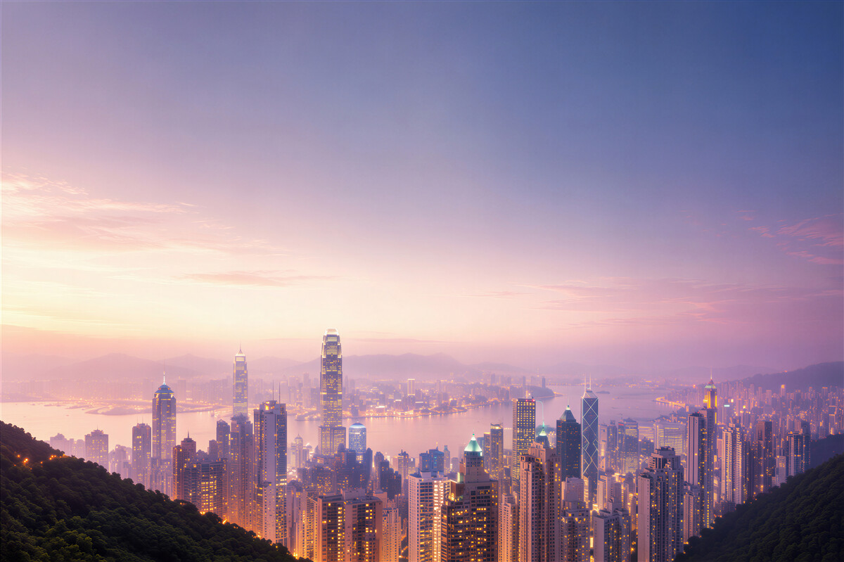 Fototapeta piękny widok na Hongkong nocą