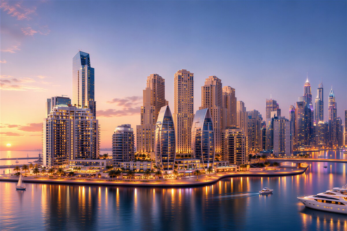 Fototapeta zmierzch nad Dubajem
