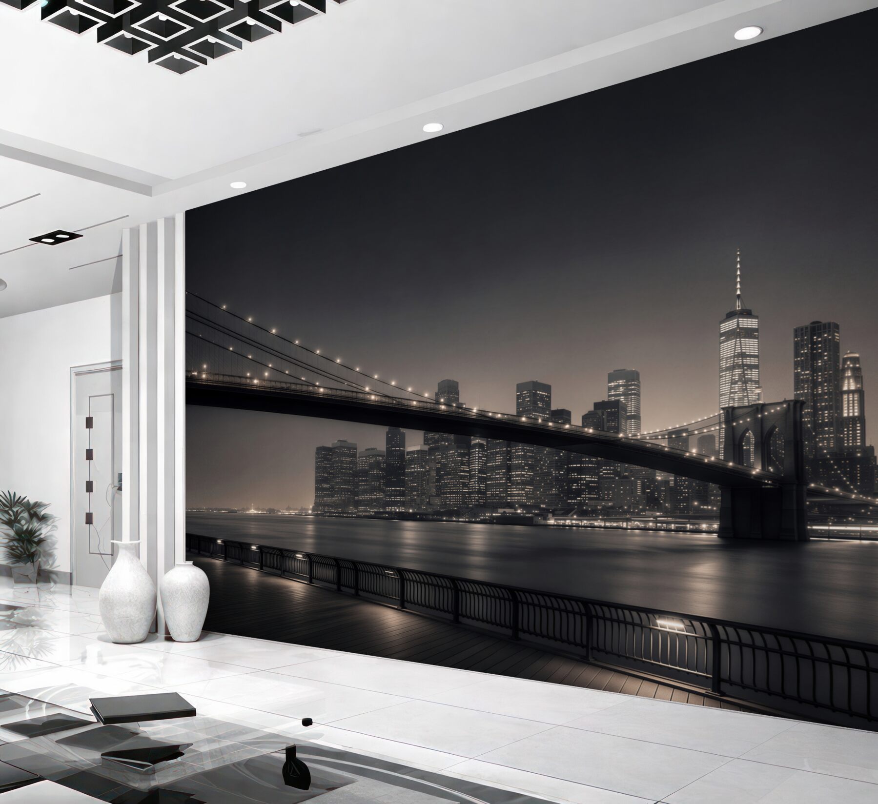 Fototapeta Manhattan i Most Brookliński w czerni i bieli?v23