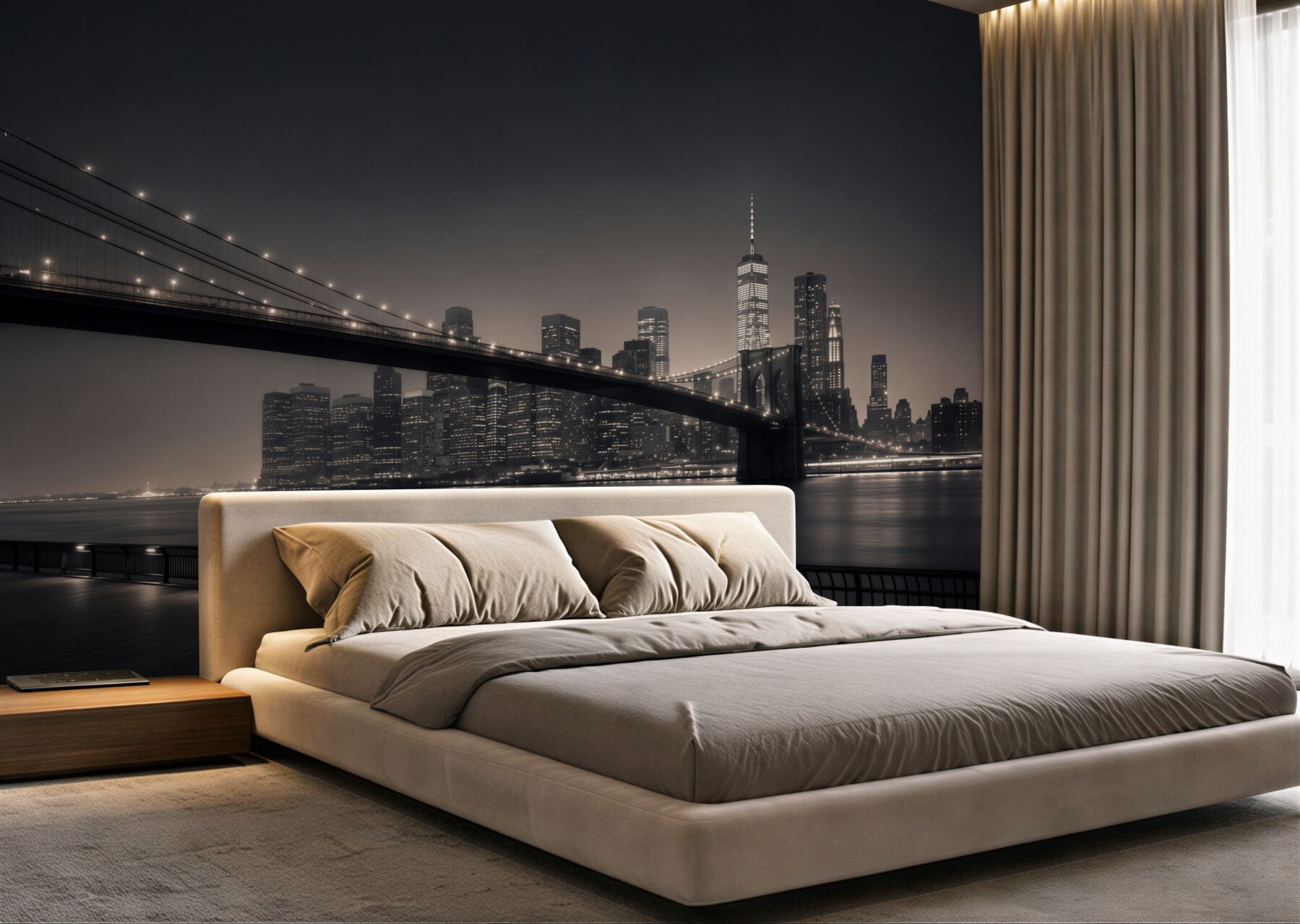 Fototapeta Manhattan i Most Brookliński w czerni i bieli?v23