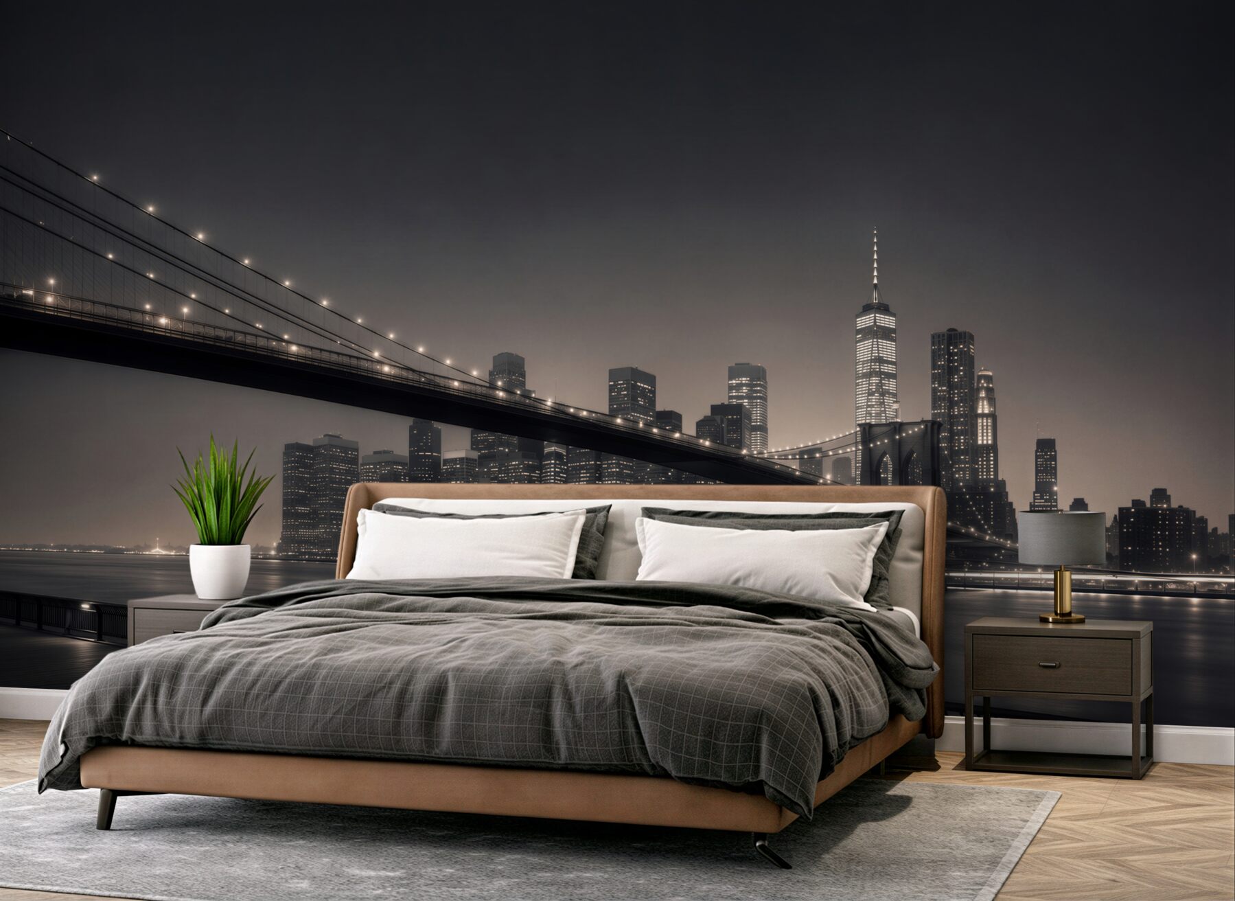 Fototapeta Manhattan i Most Brookliński w czerni i bieli?v23