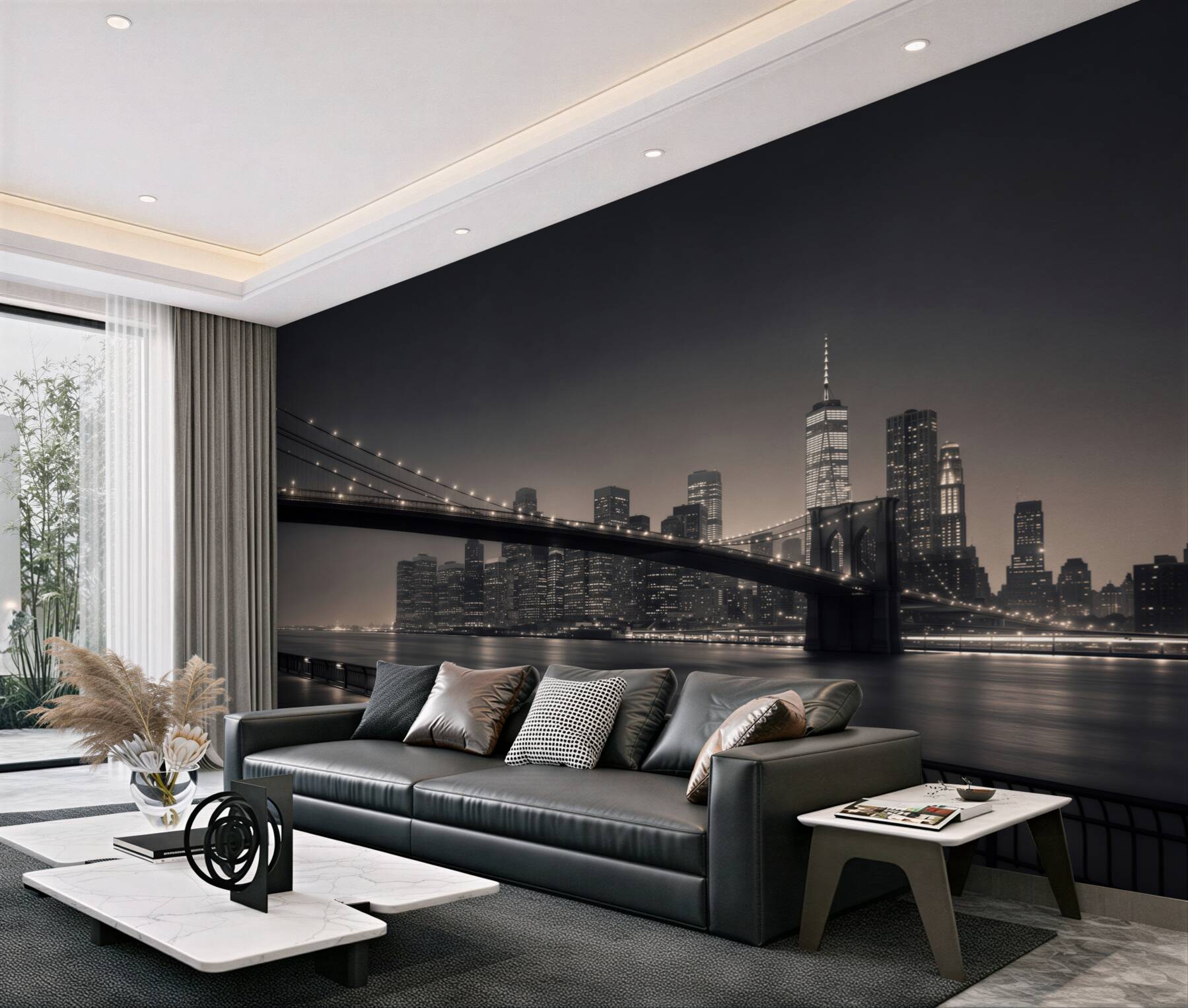 Fototapeta Manhattan i Most Brookliński w czerni i bieli?v23