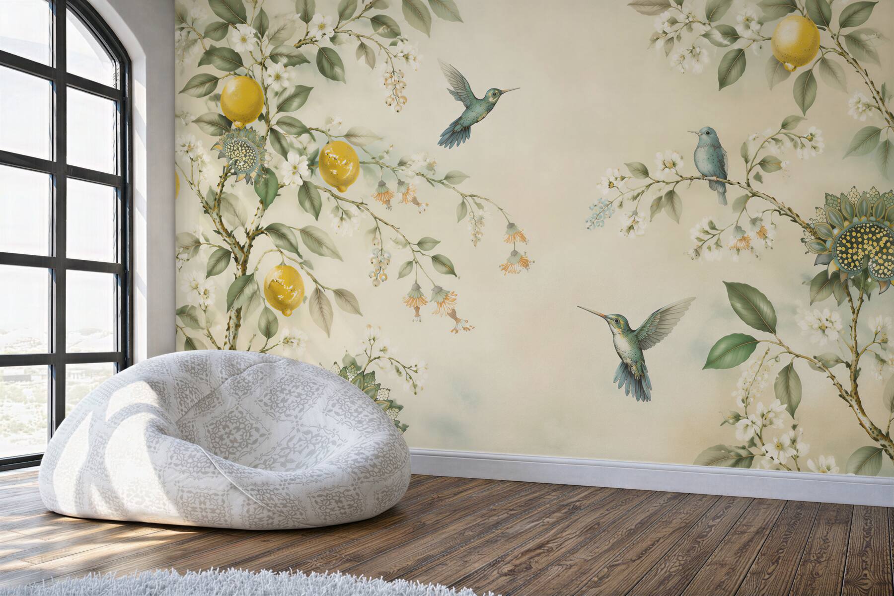 Fototapeta niebieskie kolibry i cytryny?v23