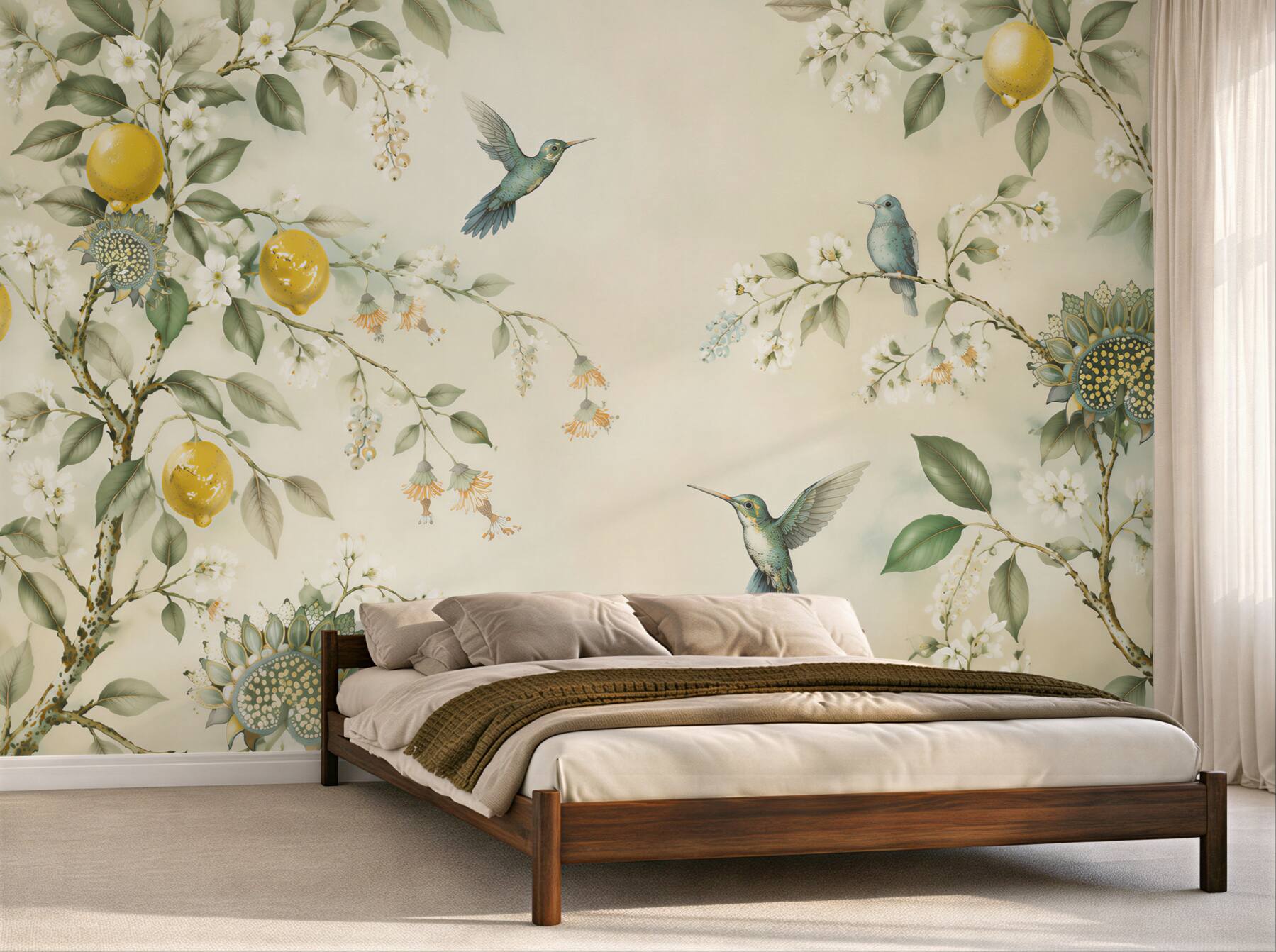 Fototapeta niebieskie kolibry i cytryny?v23