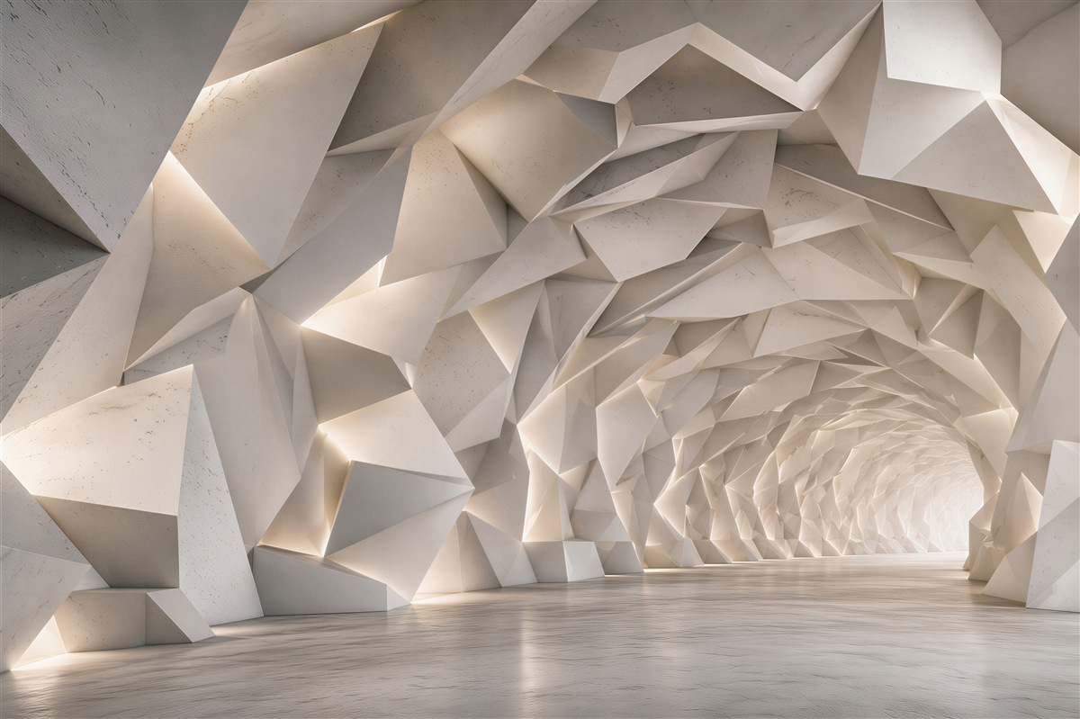 Fototapeta tunel wykonany z kształtów 3D