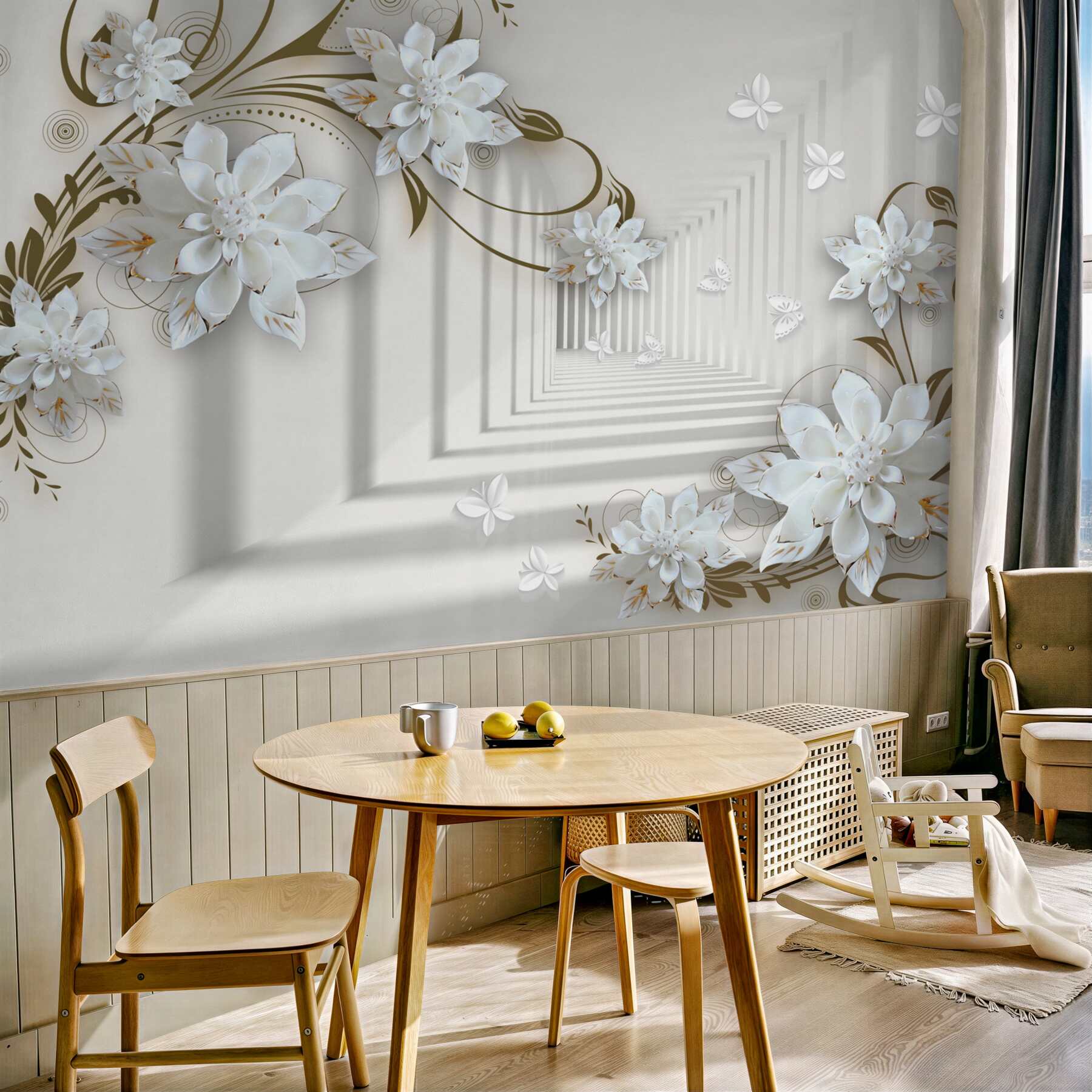 Fototapeta złote gałęzie magnolii w perspektywie tunelu?v23
