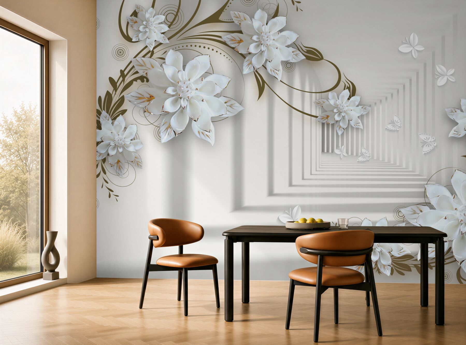 Fototapeta złote gałęzie magnolii w perspektywie tunelu?v23