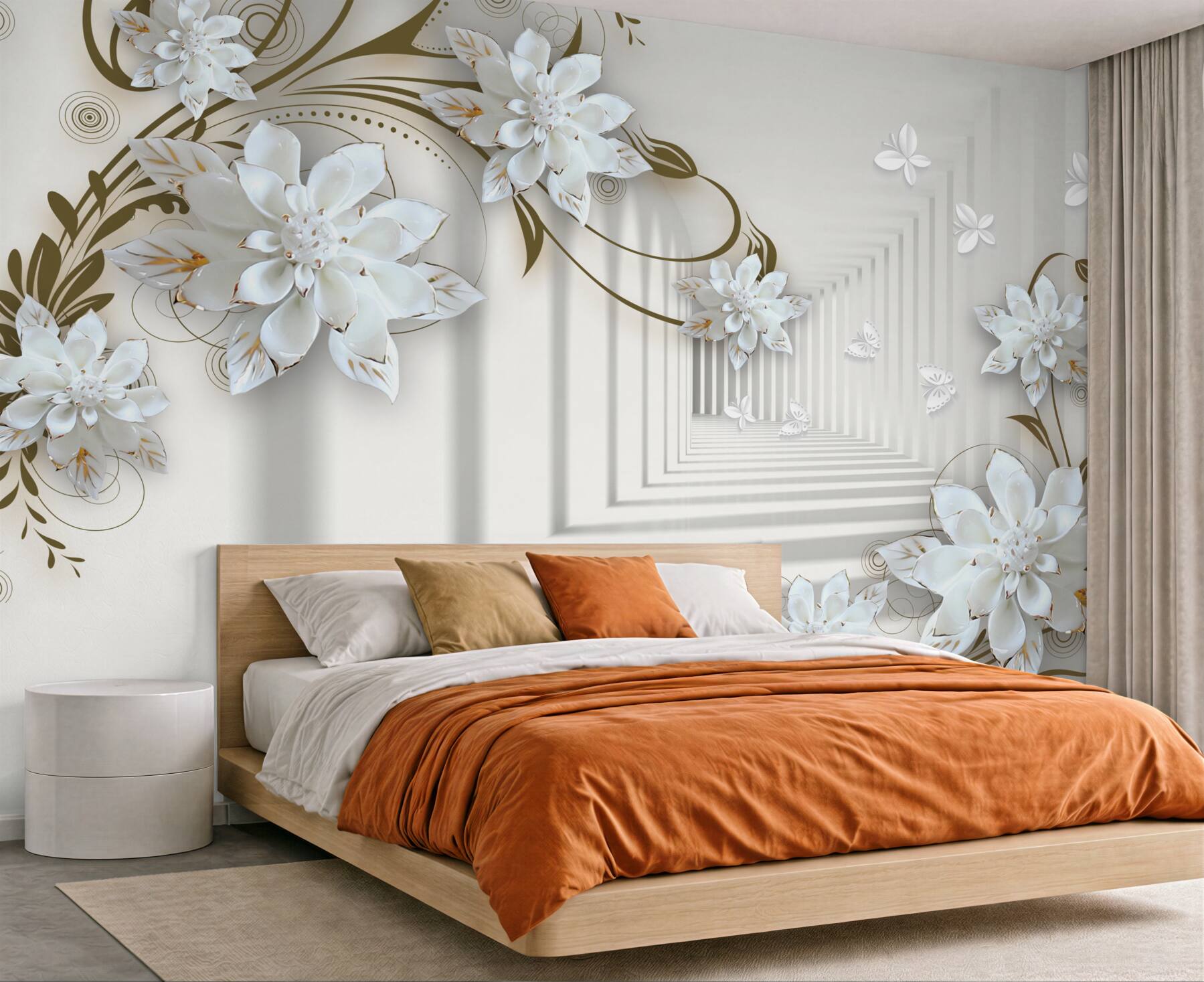 Fototapeta złote gałęzie magnolii w perspektywie tunelu?v23