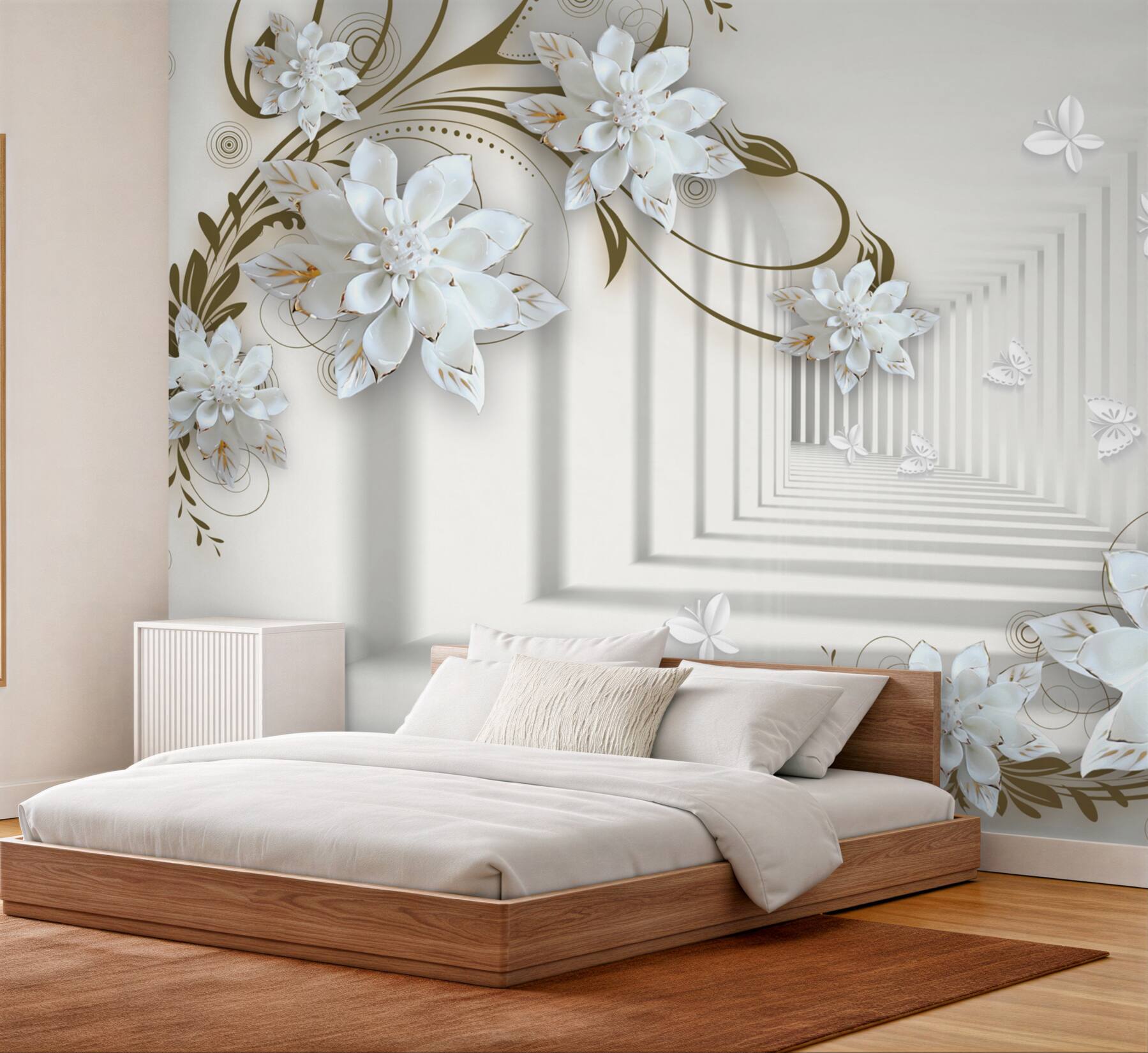 Fototapeta złote gałęzie magnolii w perspektywie tunelu?v23