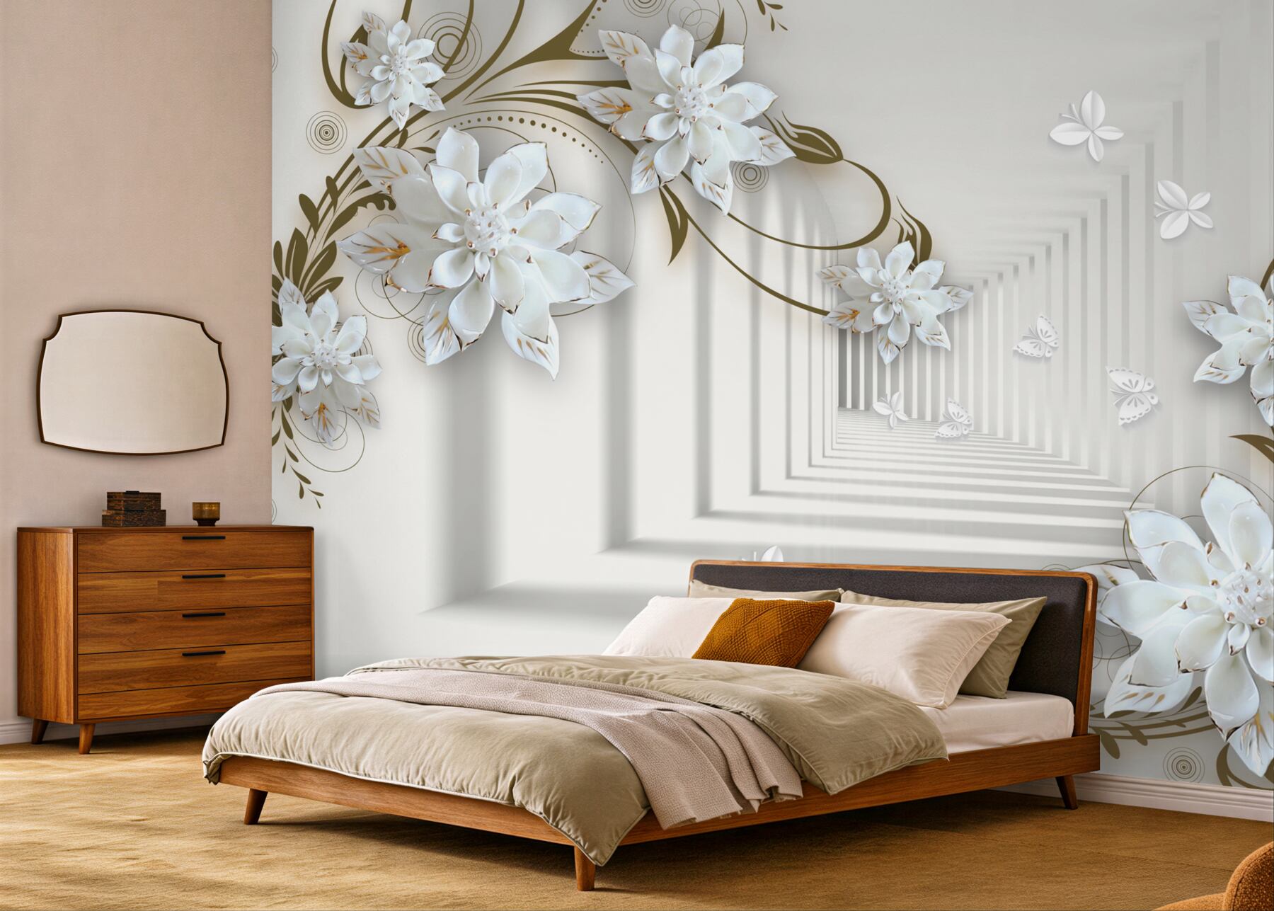 Fototapeta złote gałęzie magnolii w perspektywie tunelu?v23