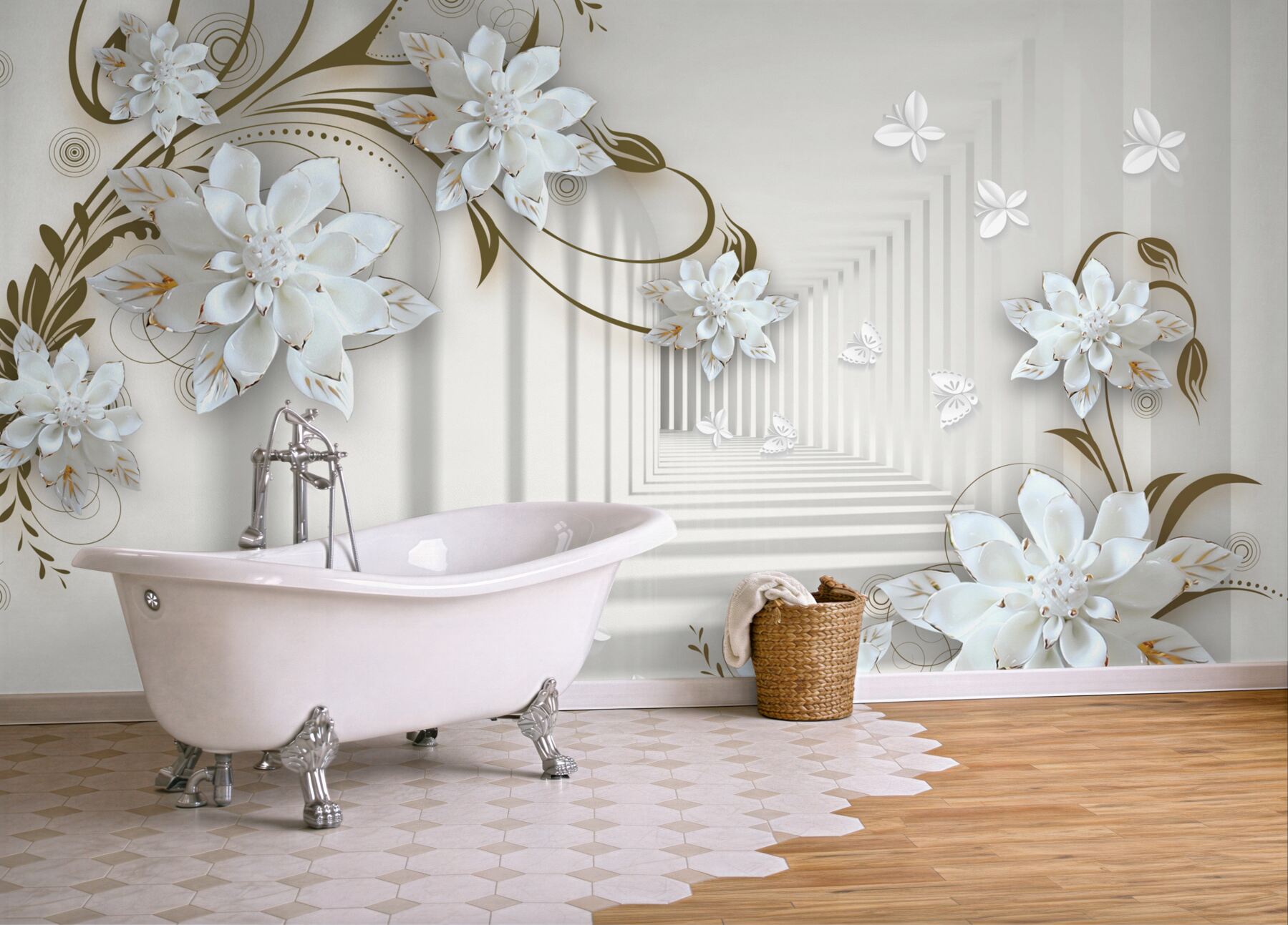 Fototapeta złote gałęzie magnolii w perspektywie tunelu?v23