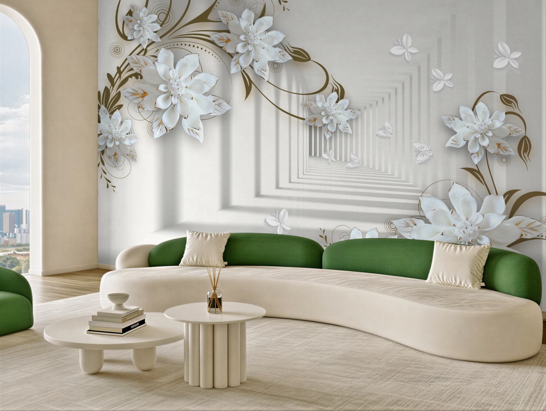 Fototapeta złote gałęzie magnolii w perspektywie tunelu?v23