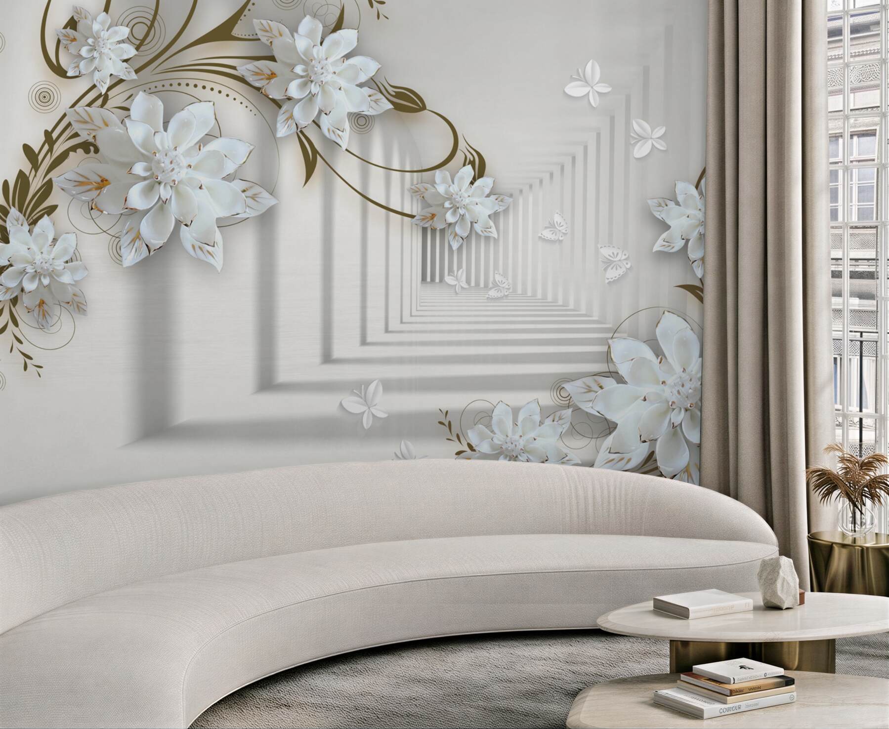 Fototapeta złote gałęzie magnolii w perspektywie tunelu?v23