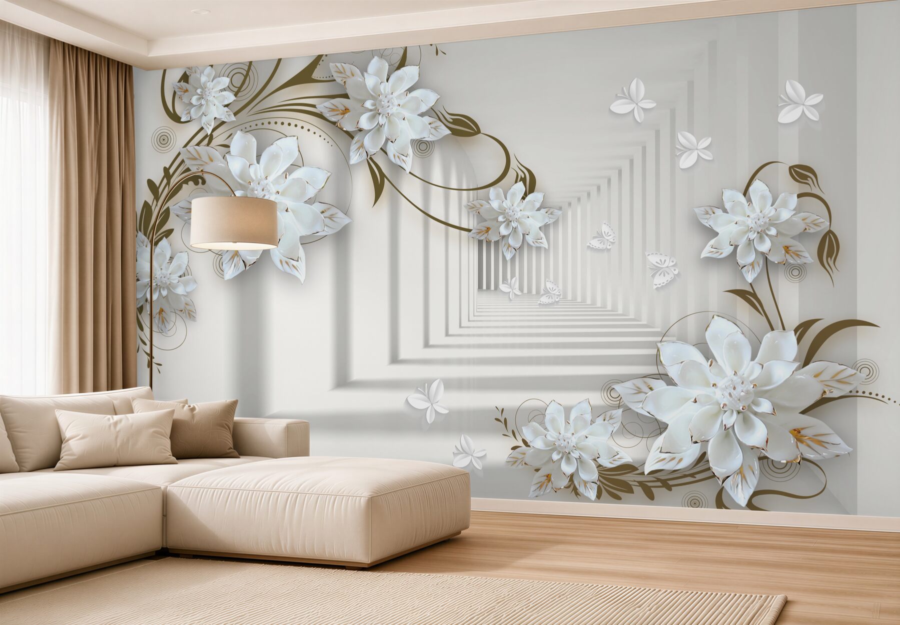Fototapeta złote gałęzie magnolii w perspektywie tunelu?v23