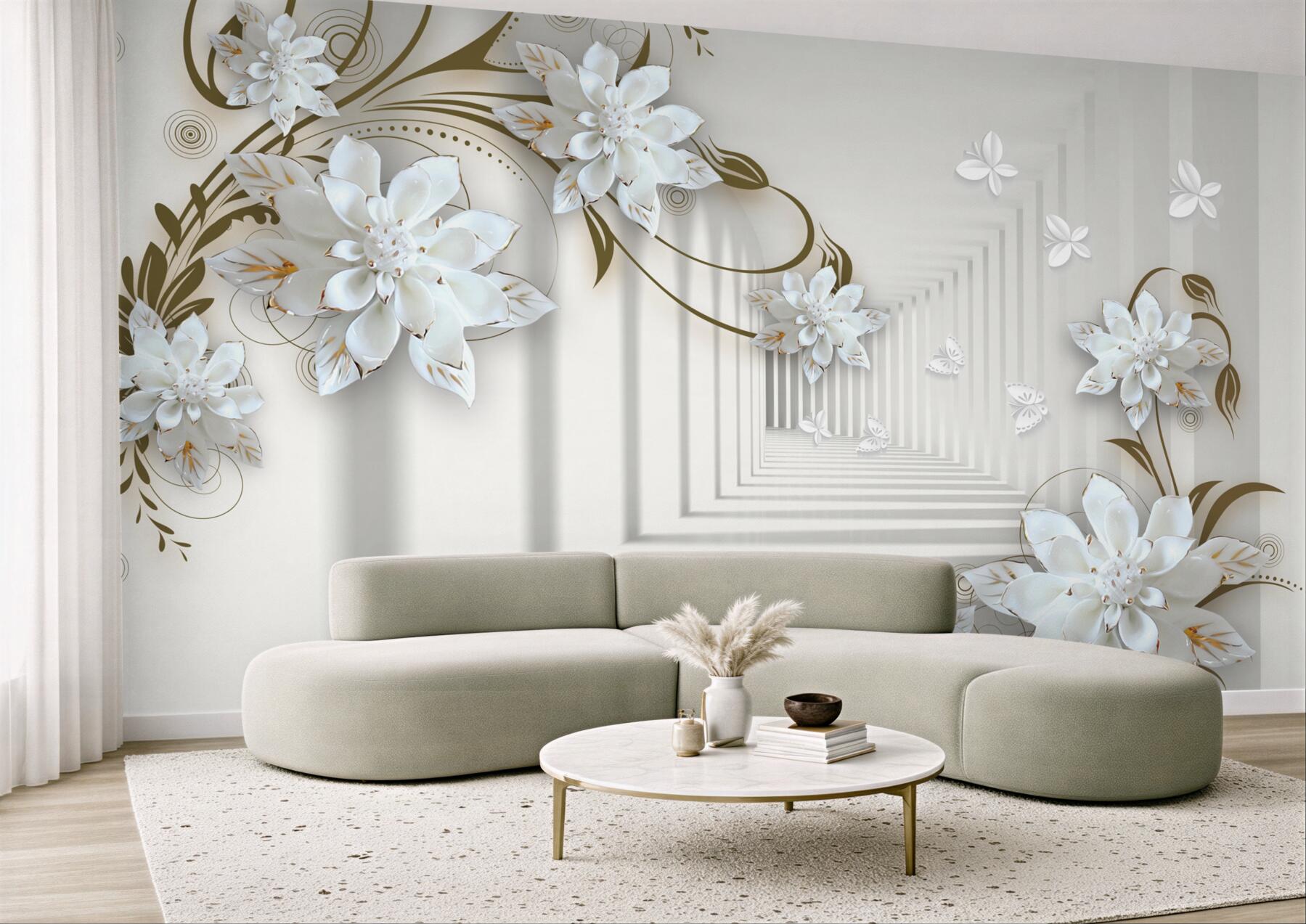 Fototapeta złote gałęzie magnolii w perspektywie tunelu?v23