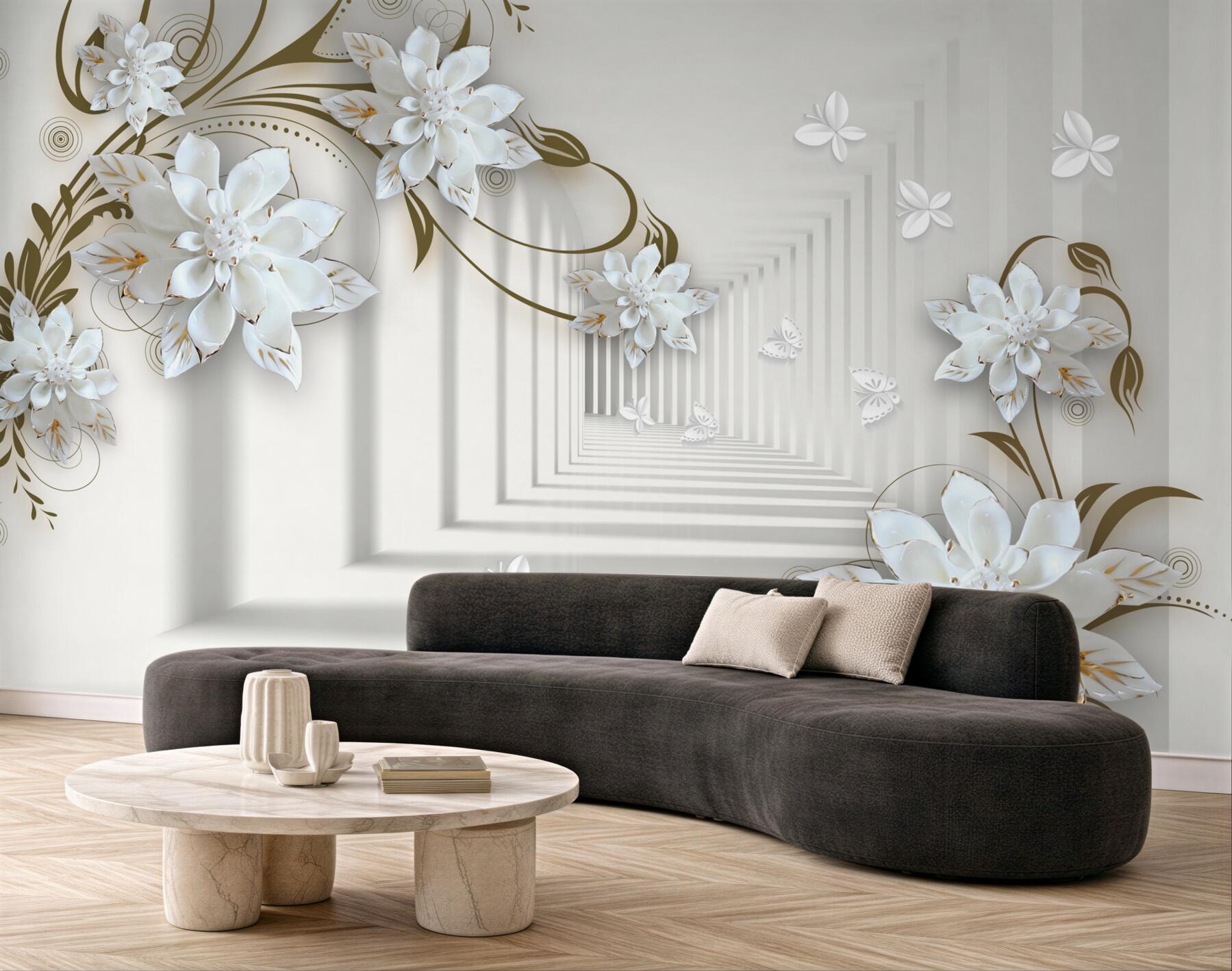 Fototapeta złote gałęzie magnolii w perspektywie tunelu?v23