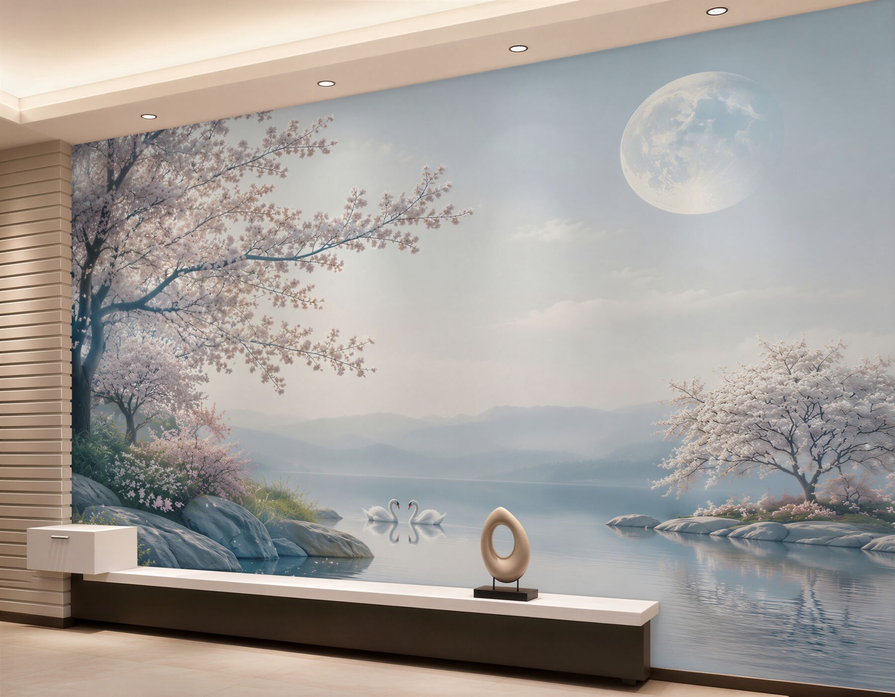 Fototapeta bajkowy księżyc w kwitnącym ogrodzie sakura?v23