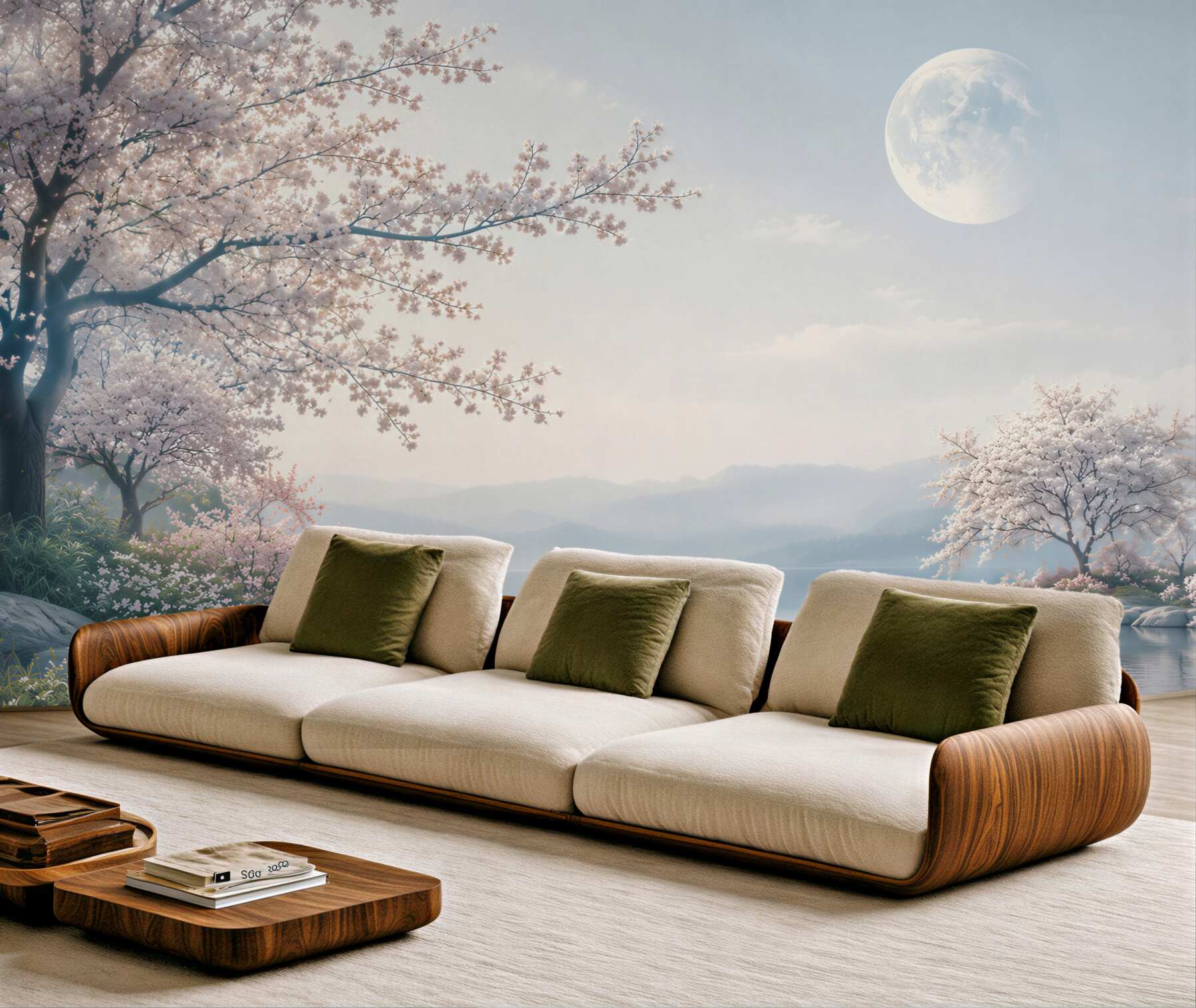 Fototapeta bajkowy księżyc w kwitnącym ogrodzie sakura?v23