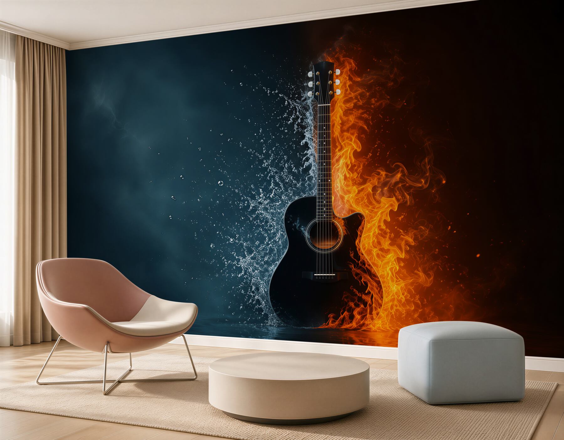 Fototapeta gitara w wodzie i w ogniu