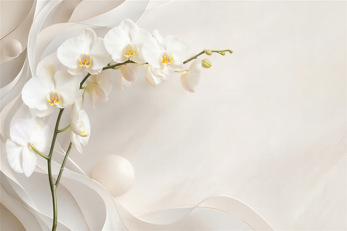 Fototapeta biała orchidea na szarym tle