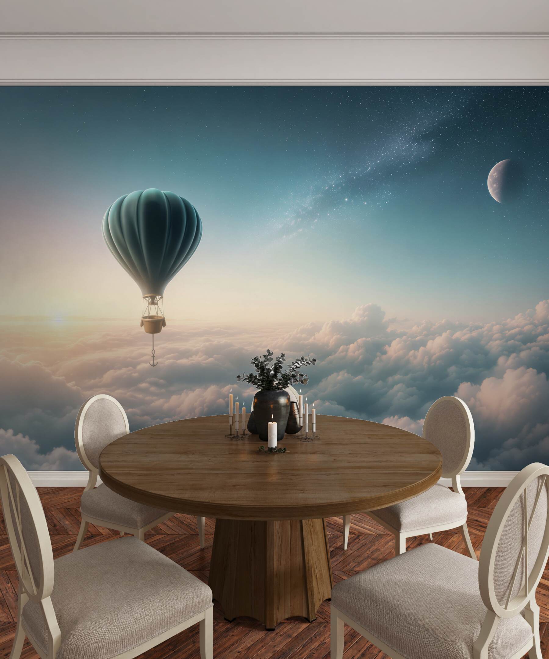 Fototapeta balon na ogrzane powietrze nad chmurami w nocy?v23