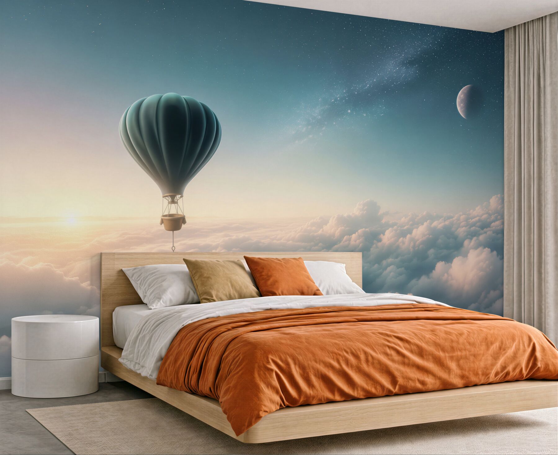 Fototapeta balon na ogrzane powietrze nad chmurami w nocy?v23