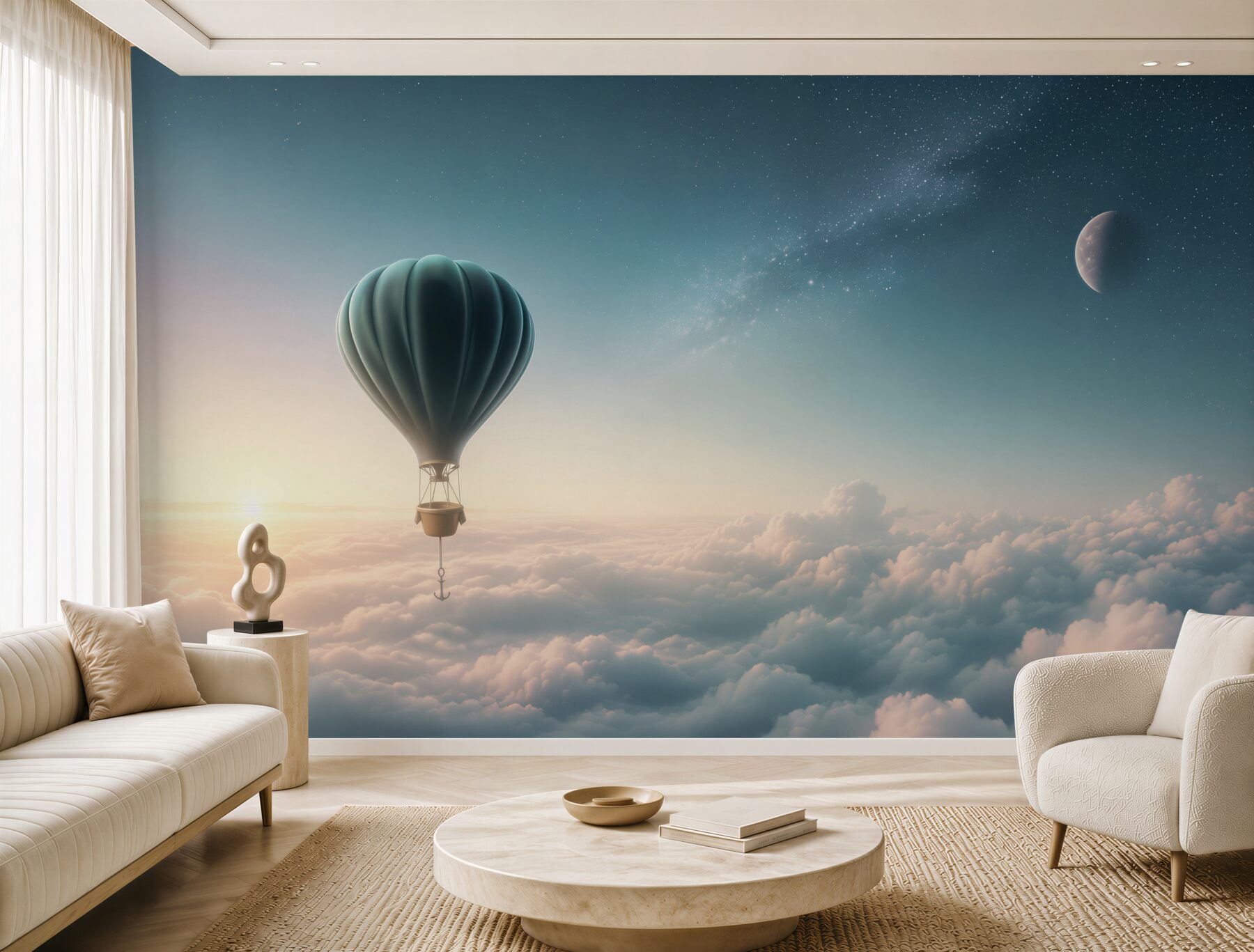 Fototapeta balon na ogrzane powietrze nad chmurami w nocy?v23