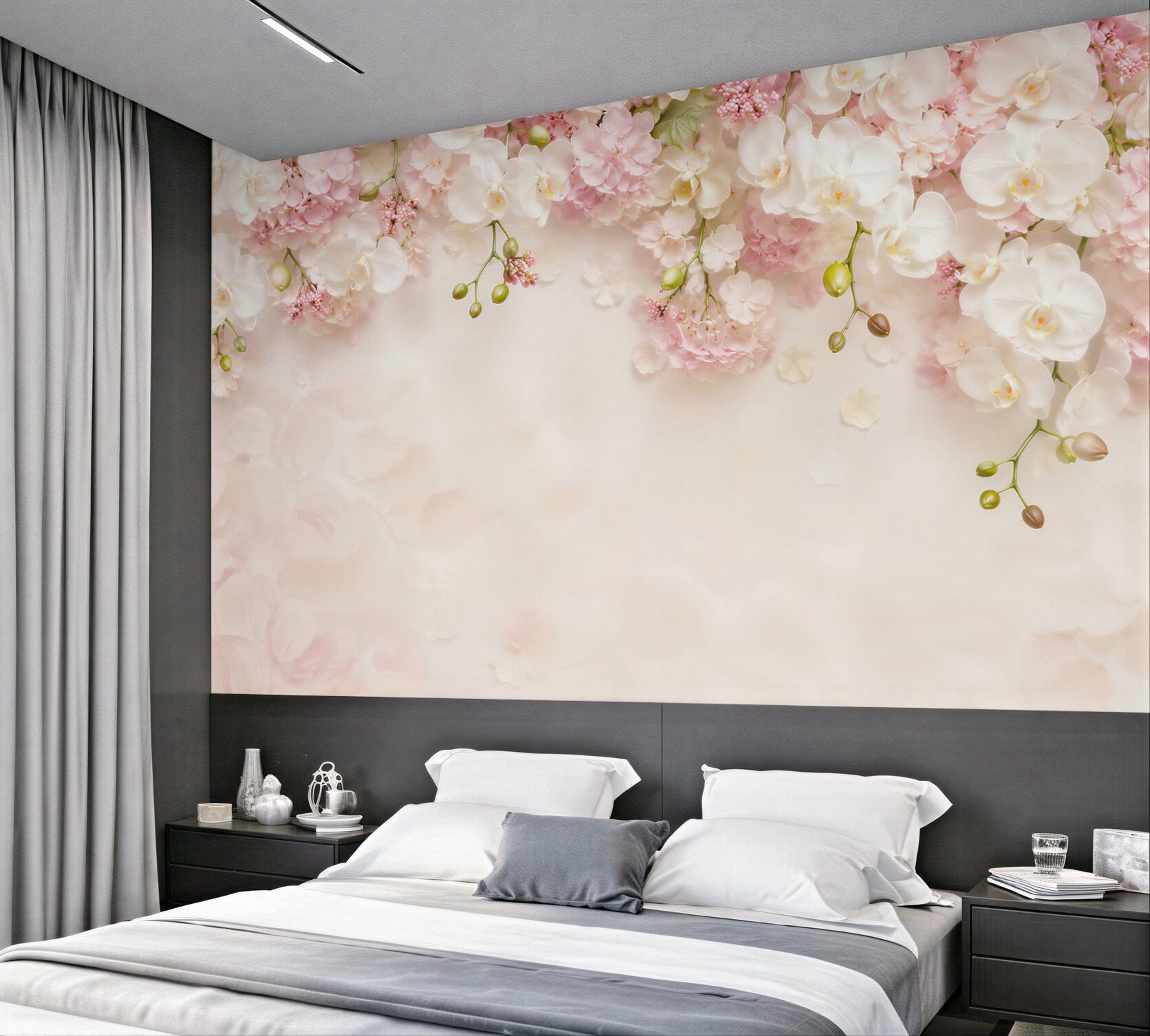 Fototapeta wieszanie białych orchidei z różowymi?v23