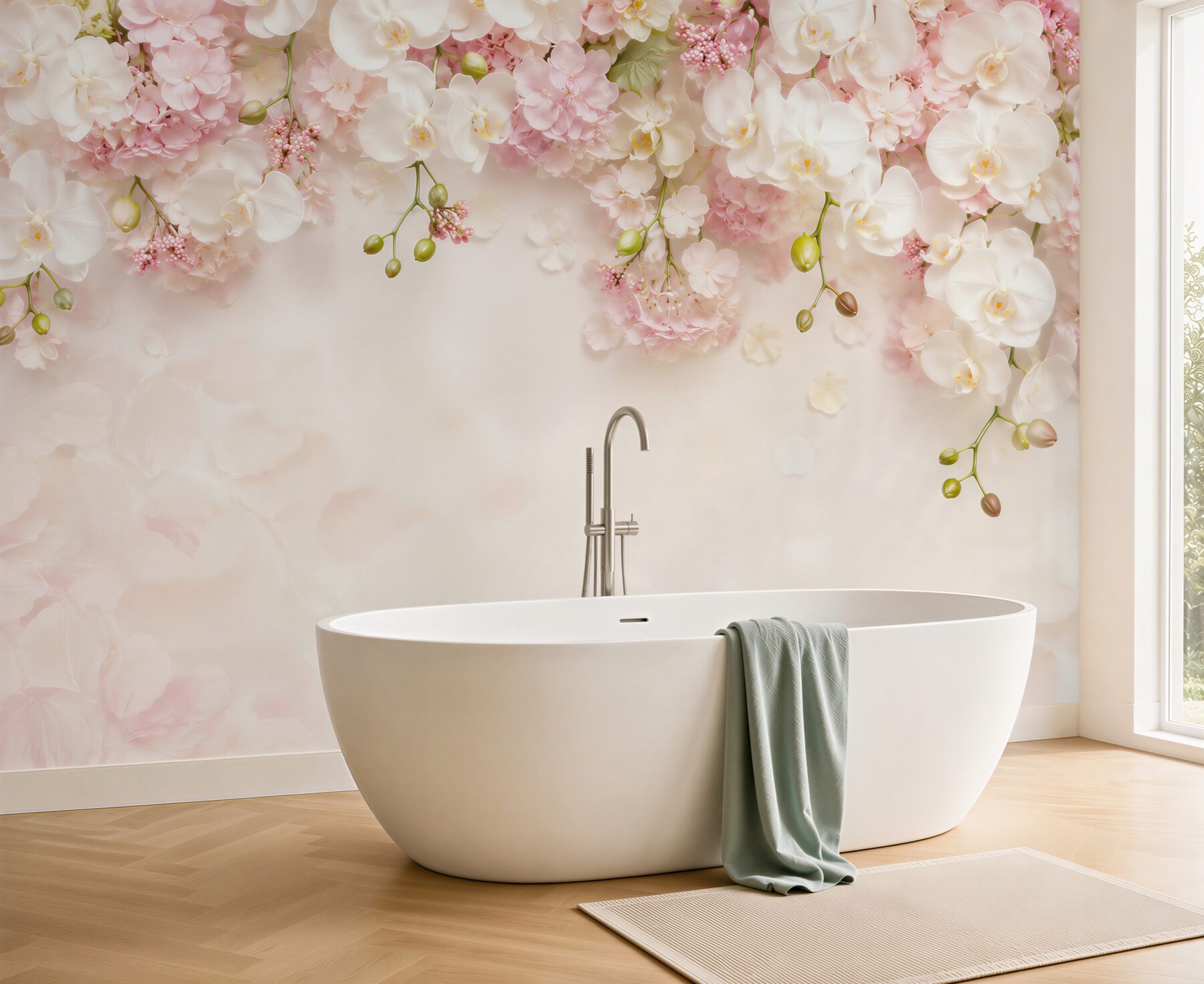 Fototapeta wieszanie białych orchidei z różowymi?v23